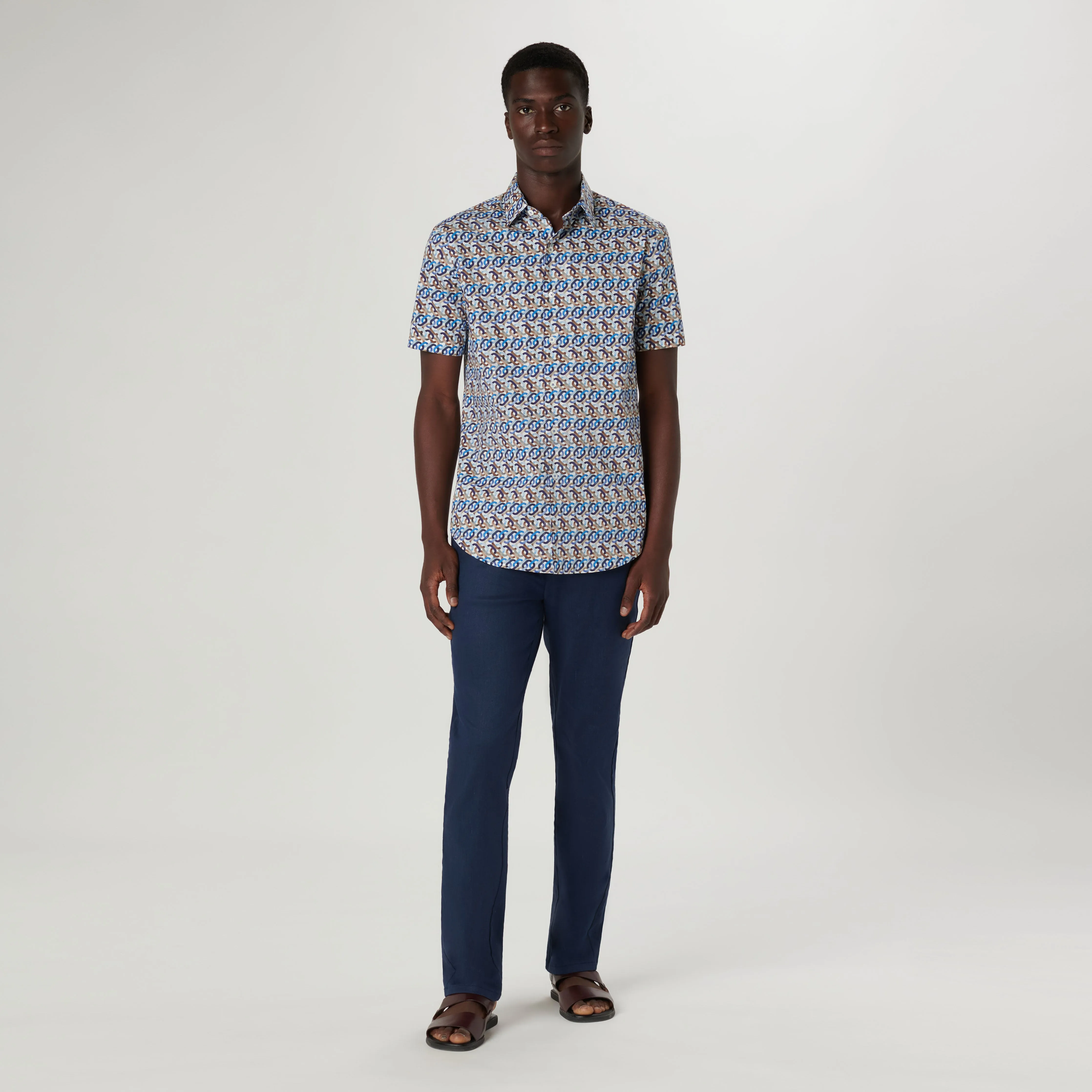 Orson Chain Link Short Sleeve Shirt sold by Bugatchi product image thumbnail 5