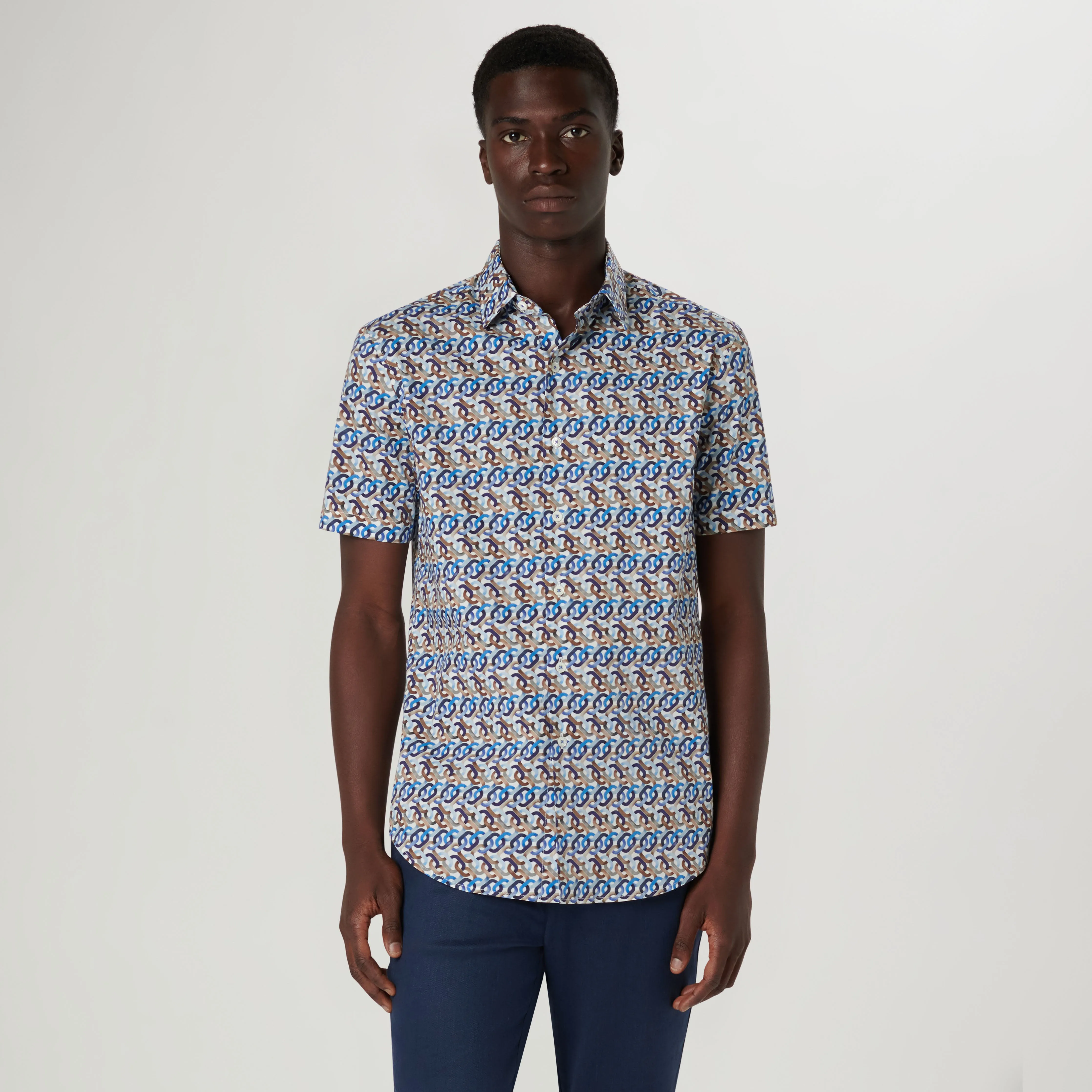 Orson Chain Link Short Sleeve Shirt sold by Bugatchi product image thumbnail 2