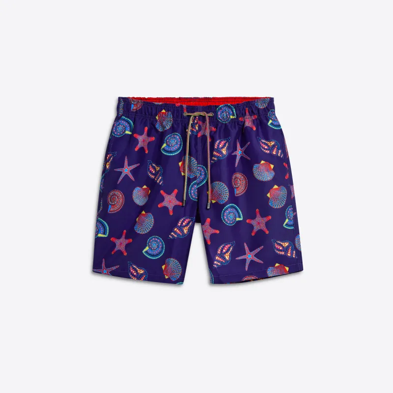DELANO Seashell Print Swim Trunks sold by Bugatchi
