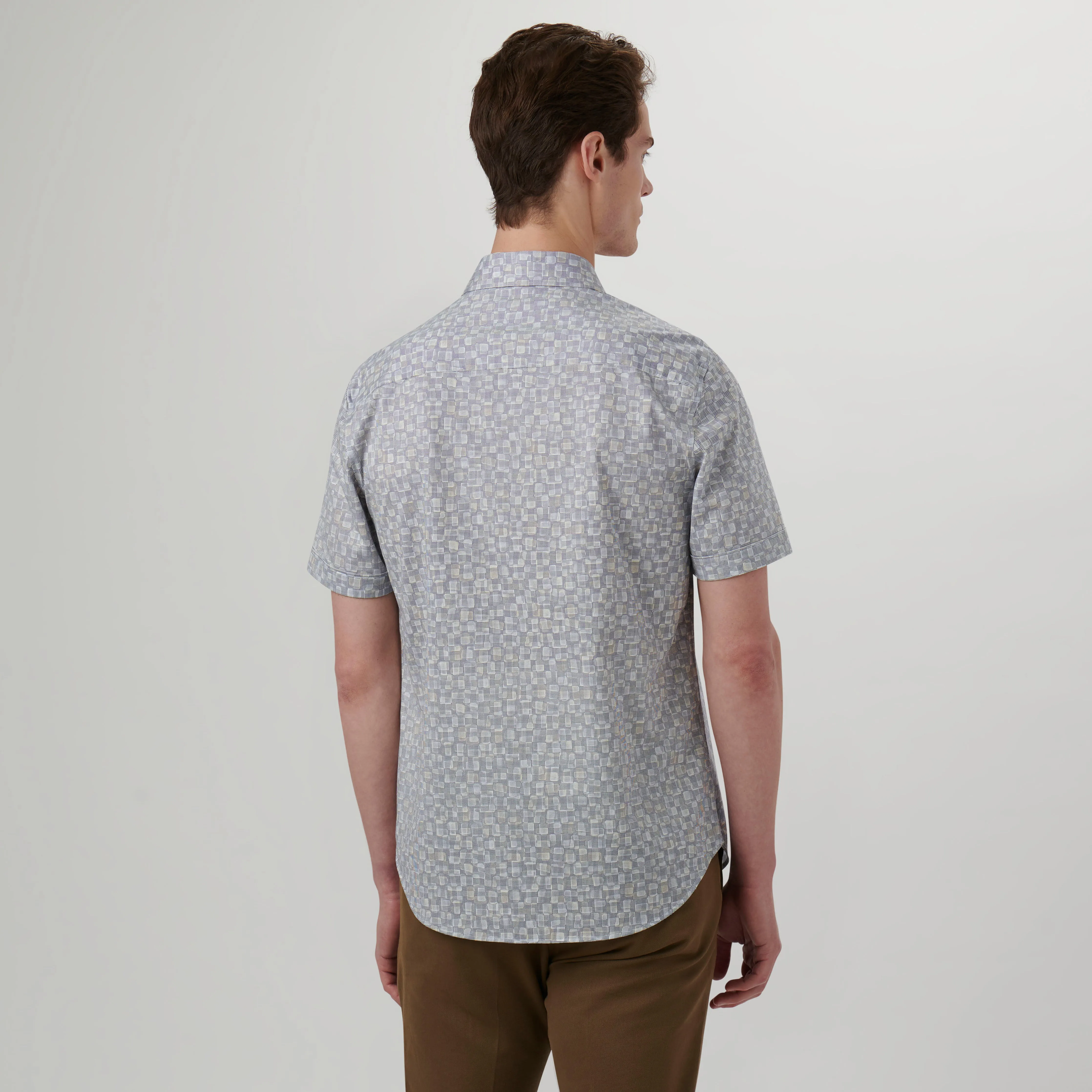 Miles Shaded Pin Check OoohCotton Short Sleeve Shirt sold by Bugatchi product image thumbnail 4