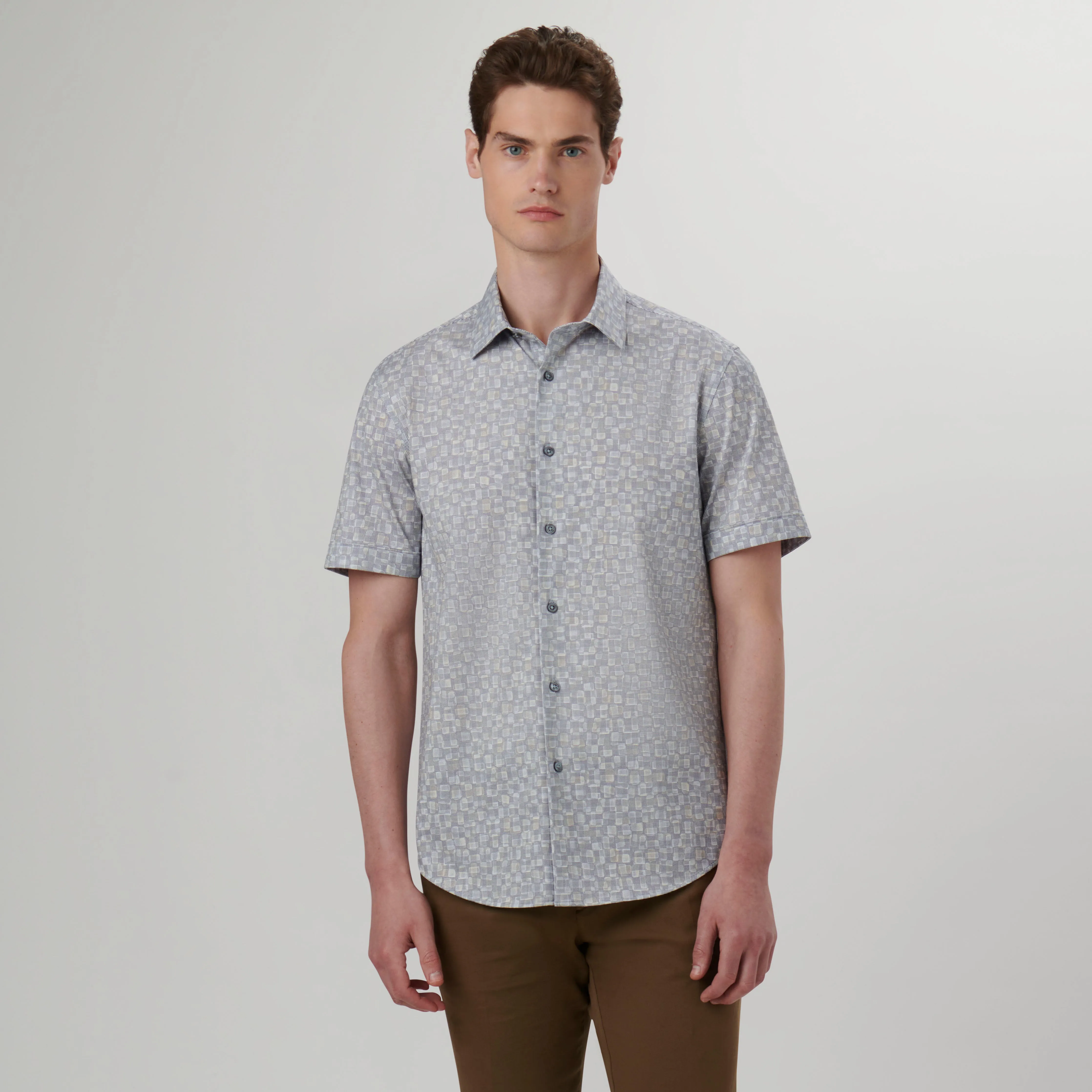 Miles Shaded Pin Check OoohCotton Short Sleeve Shirt sold by Bugatchi product image thumbnail 2