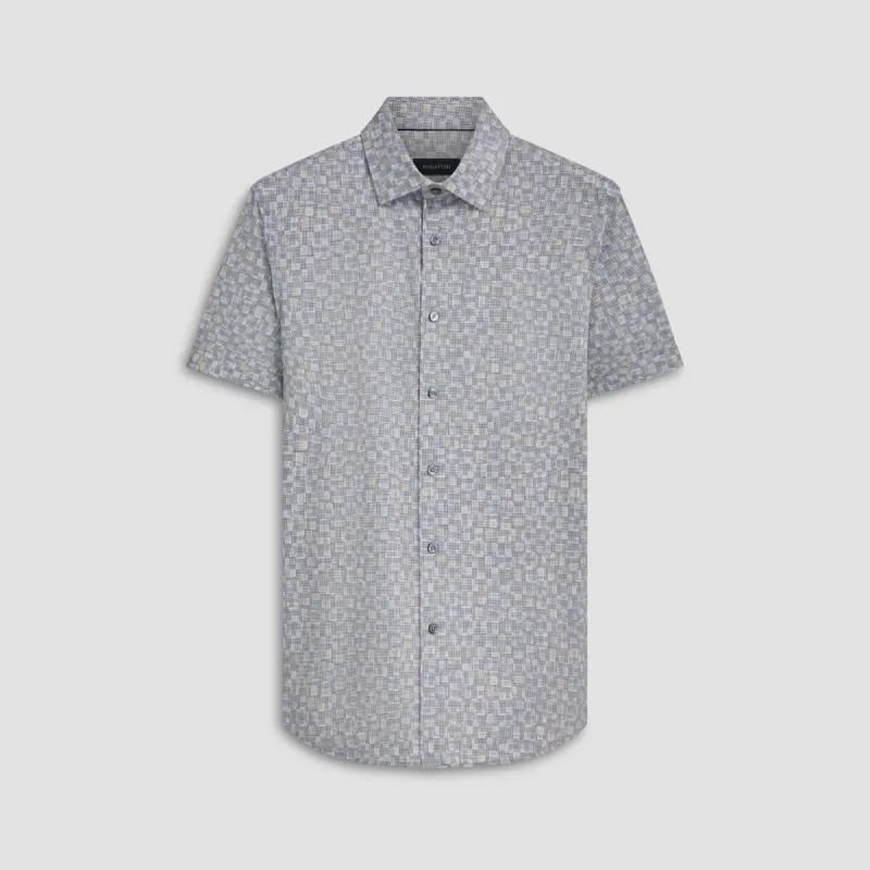 Miles Shaded Pin Check OoohCotton Short Sleeve Shirt sold by Bugatchi