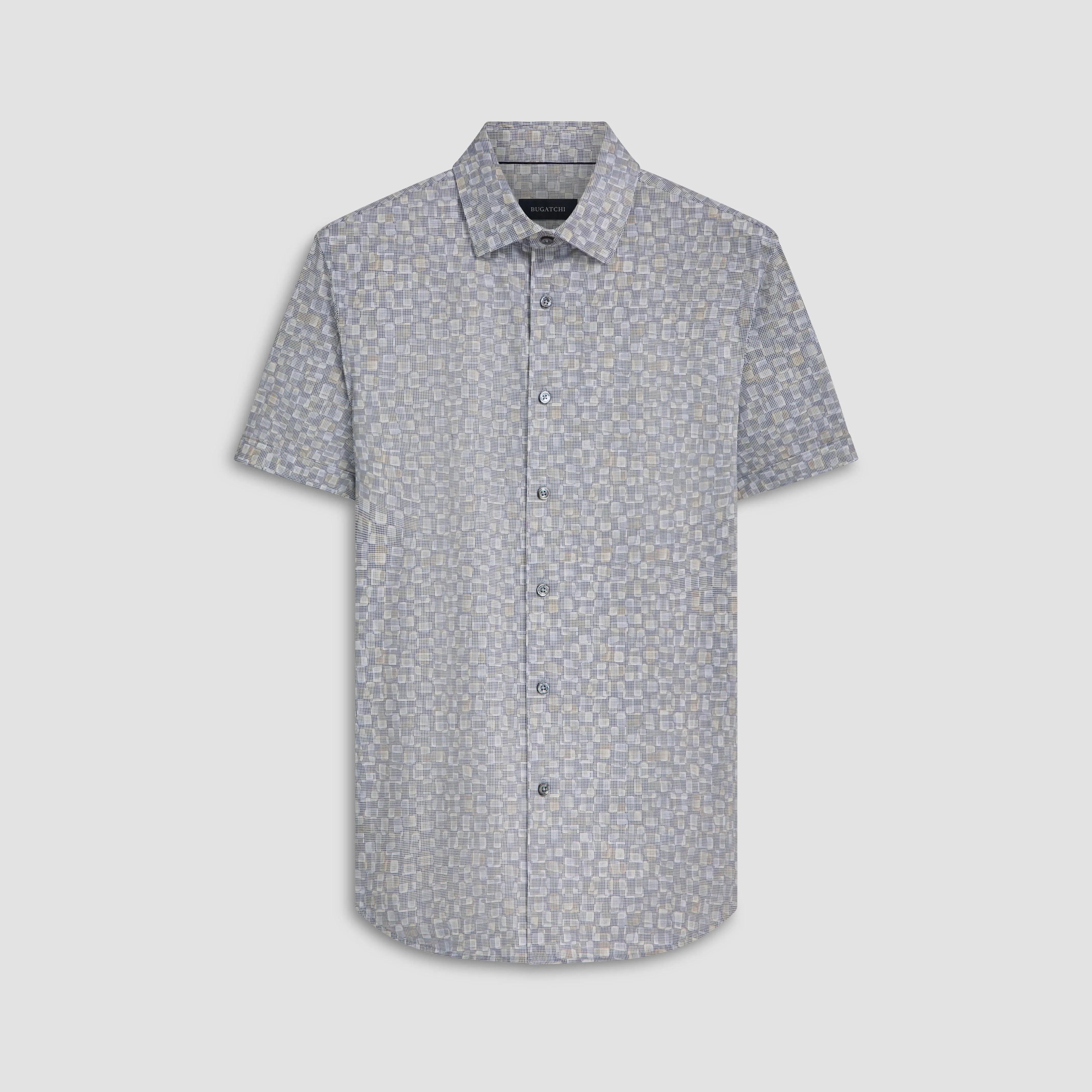 Miles Shaded Pin Check OoohCotton Short Sleeve Shirt sold by Bugatchi