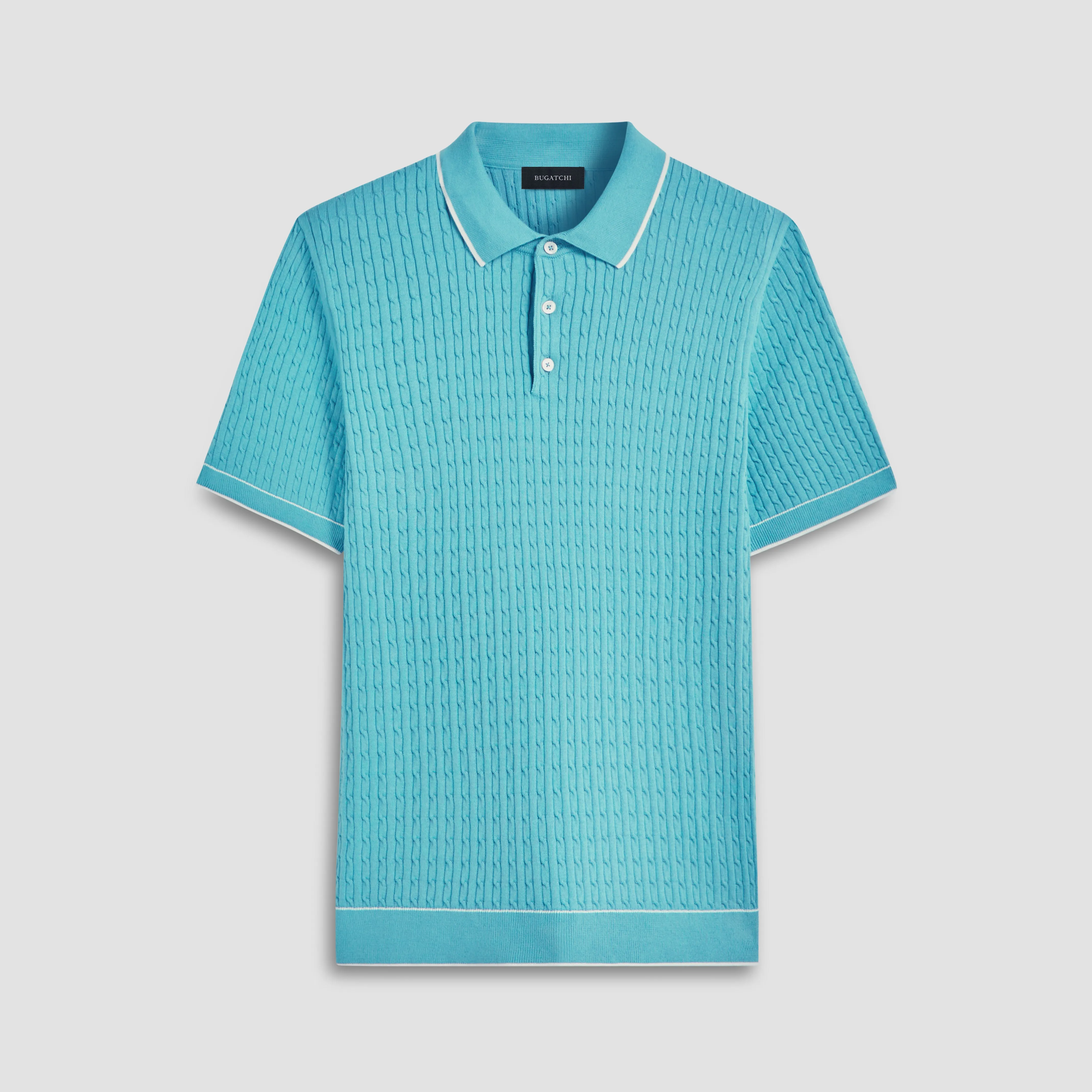 Cable Stitch Short Sleeve Polo Sweater sold by Bugatchi