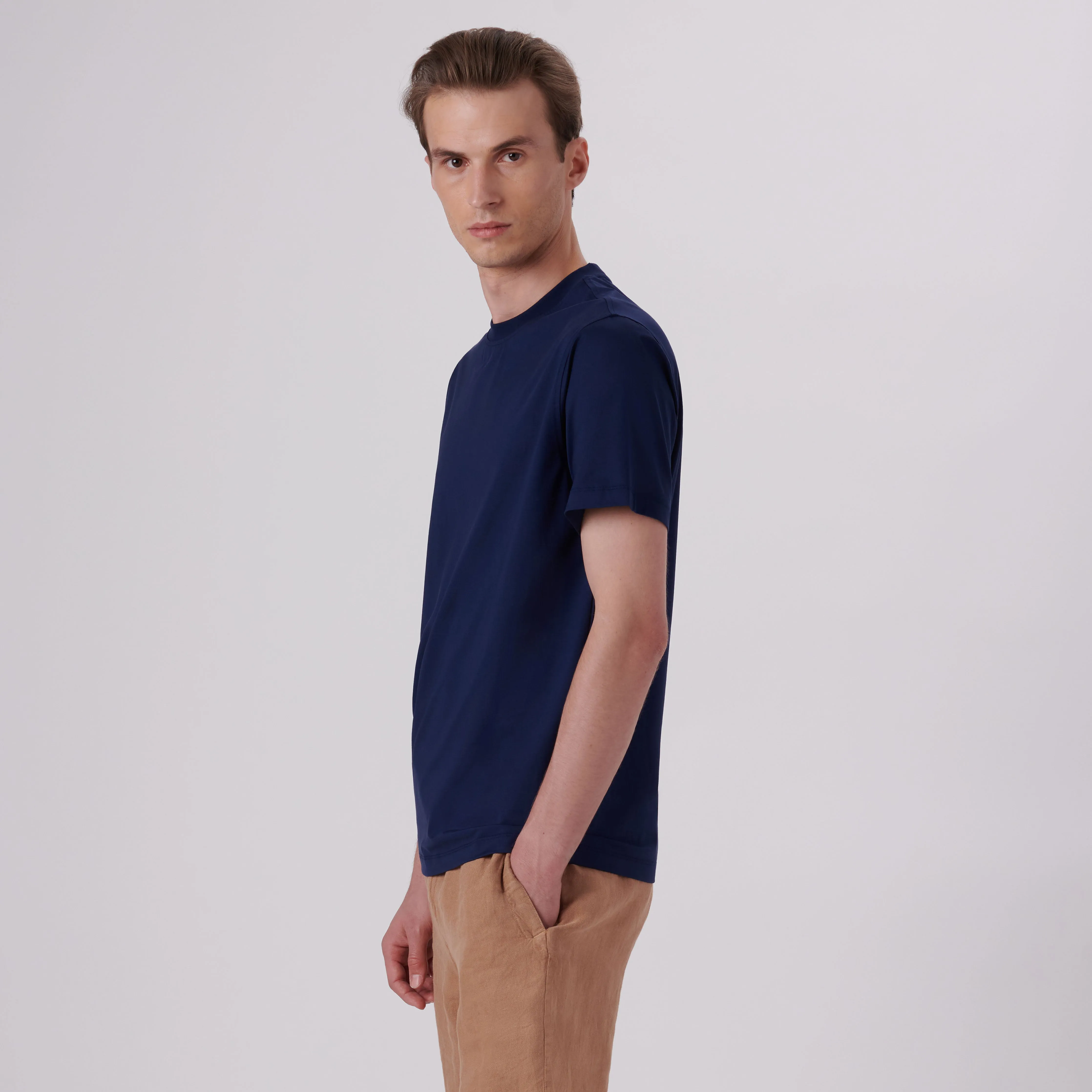 Rufus Solid OoohCotton Short Sleeve Crew sold by Bugatchi product image thumbnail 3