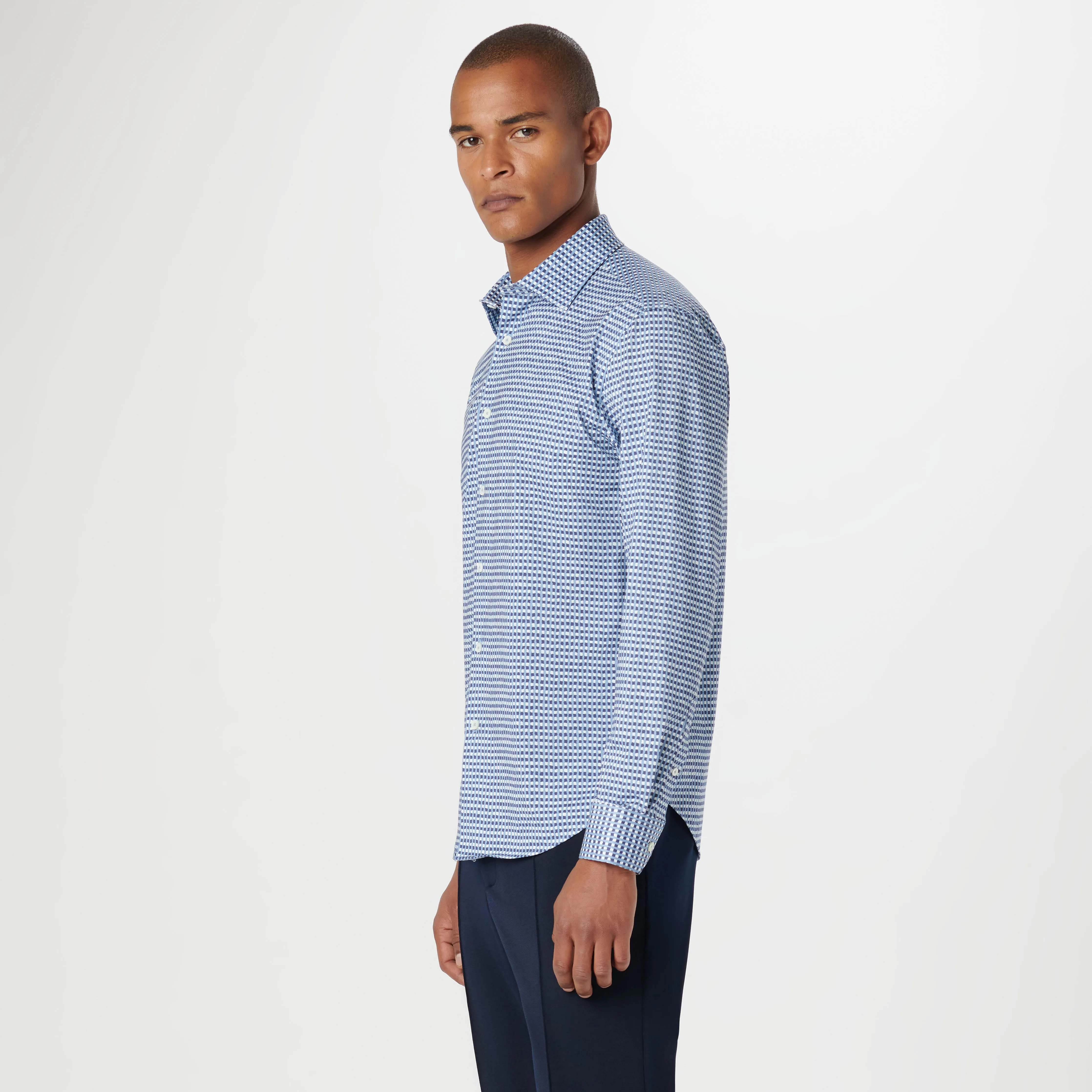 James Asymmetric Check OoohCotton Shirt sold by Bugatchi product image thumbnail 3