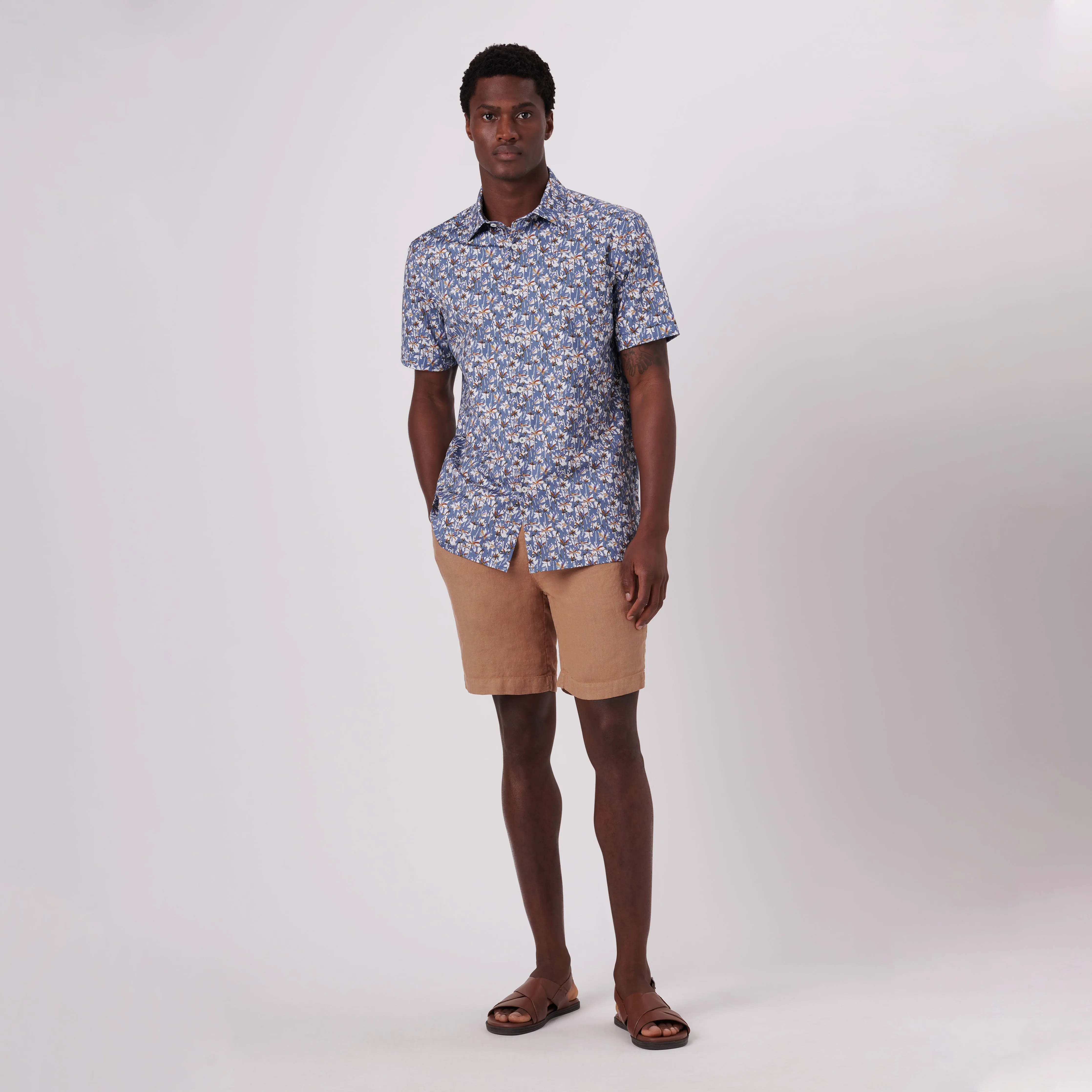 Milo Palm Trees Print OoohCotton Short Sleeve Shirt sold by Bugatchi product image thumbnail 5