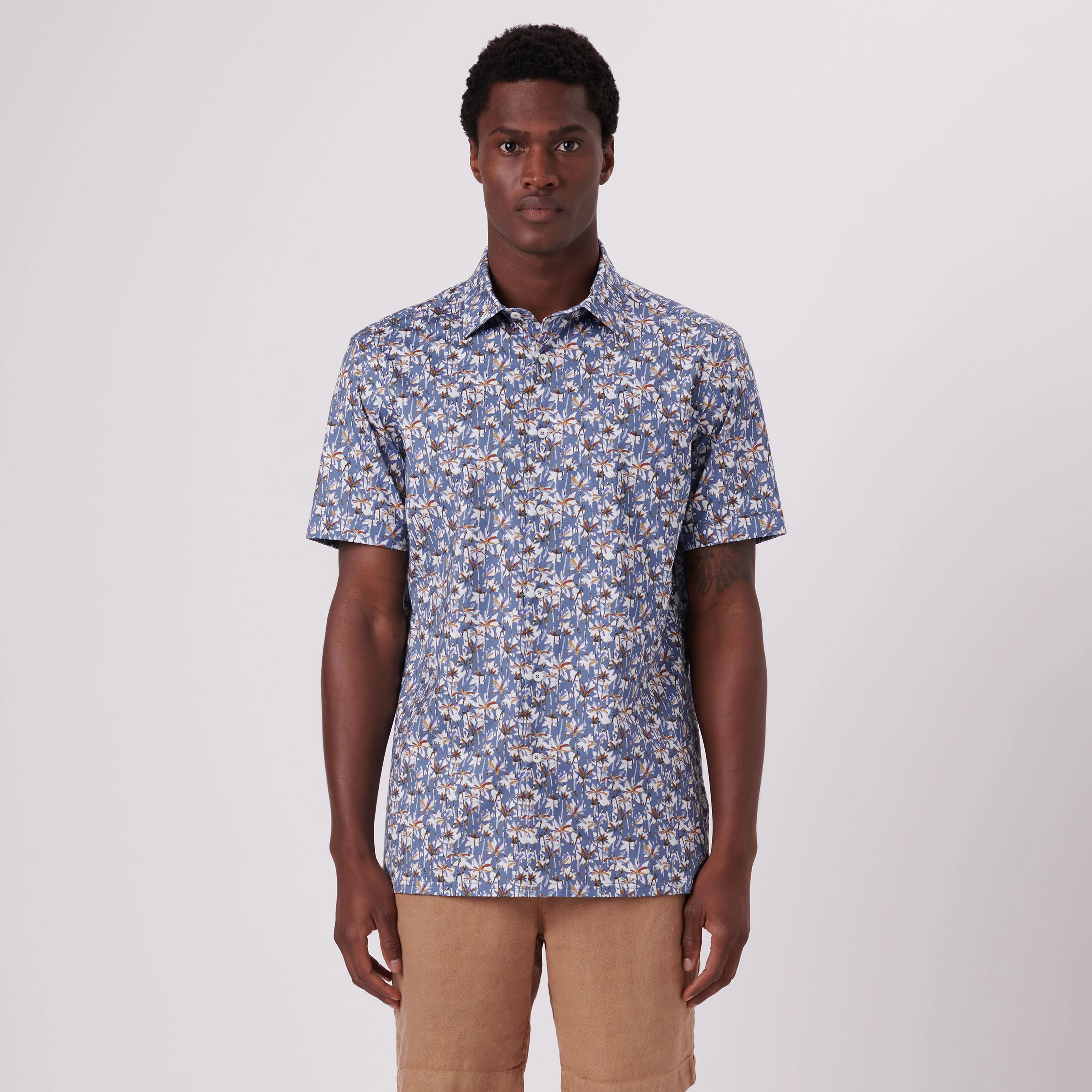 Milo Palm Trees Print OoohCotton Short Sleeve Shirt sold by Bugatchi product image thumbnail 2