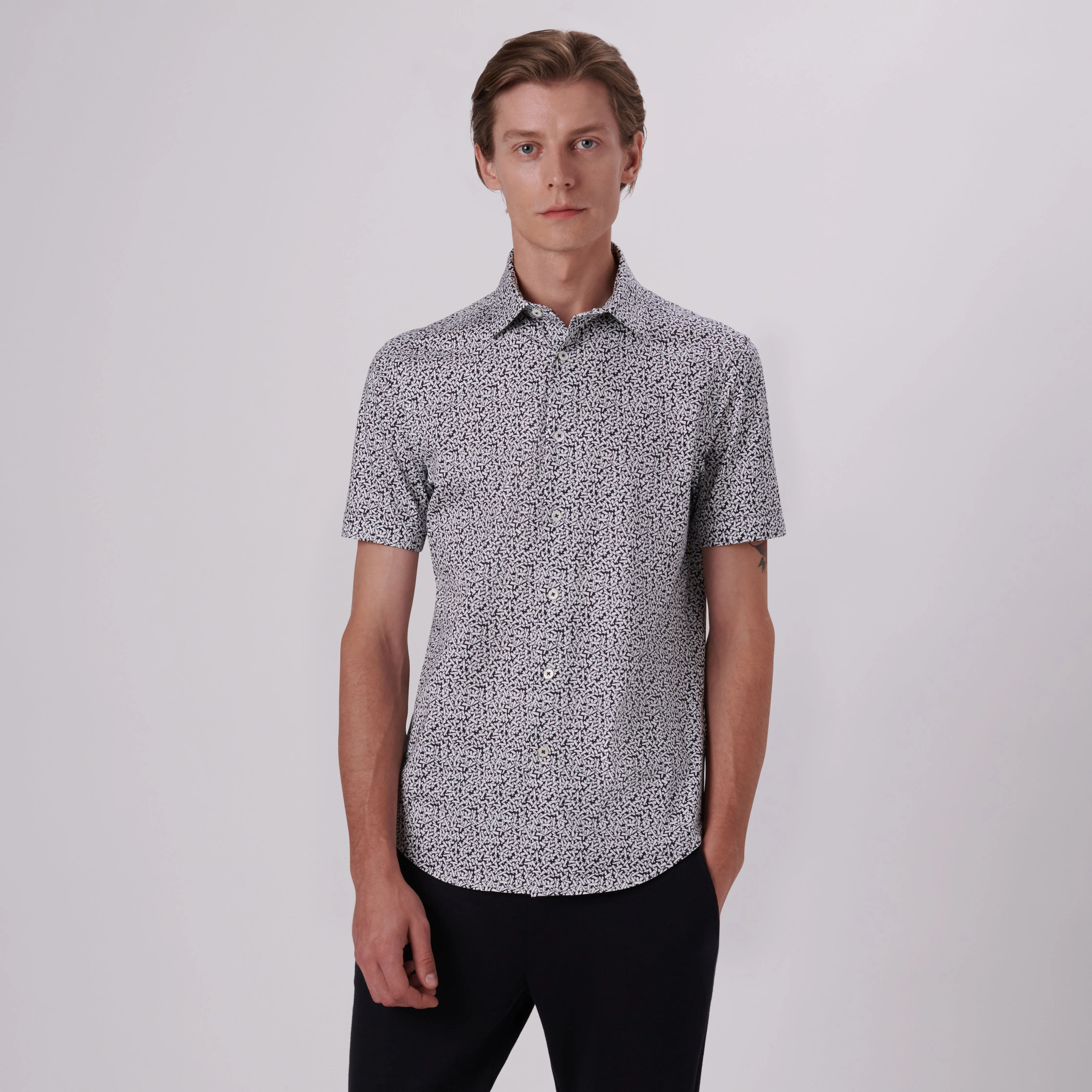 Miles Abstract Print OoohCotton Short Sleeve Shirt sold by Bugatchi product image thumbnail 2