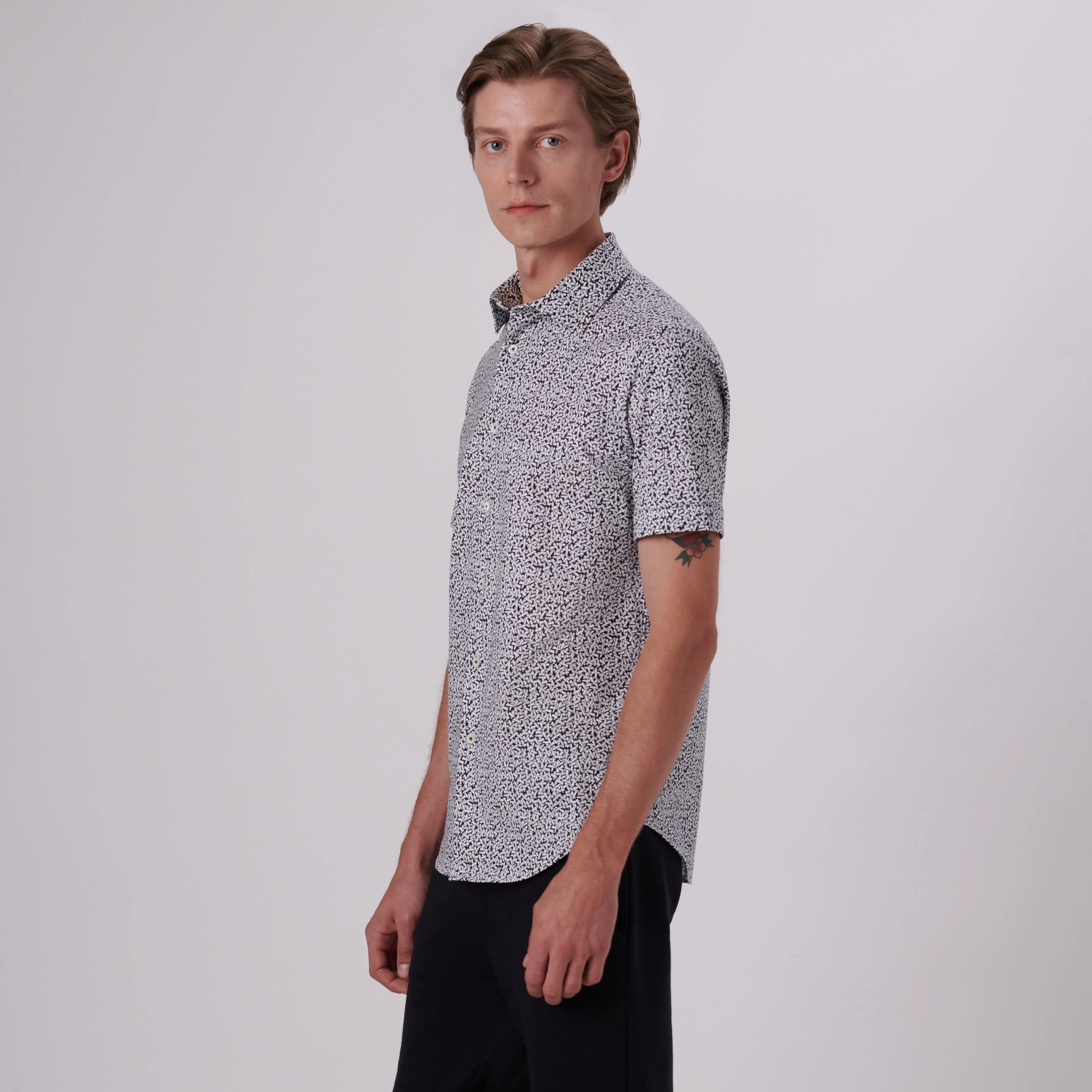 Miles Abstract Print OoohCotton Short Sleeve Shirt sold by Bugatchi product image thumbnail 3