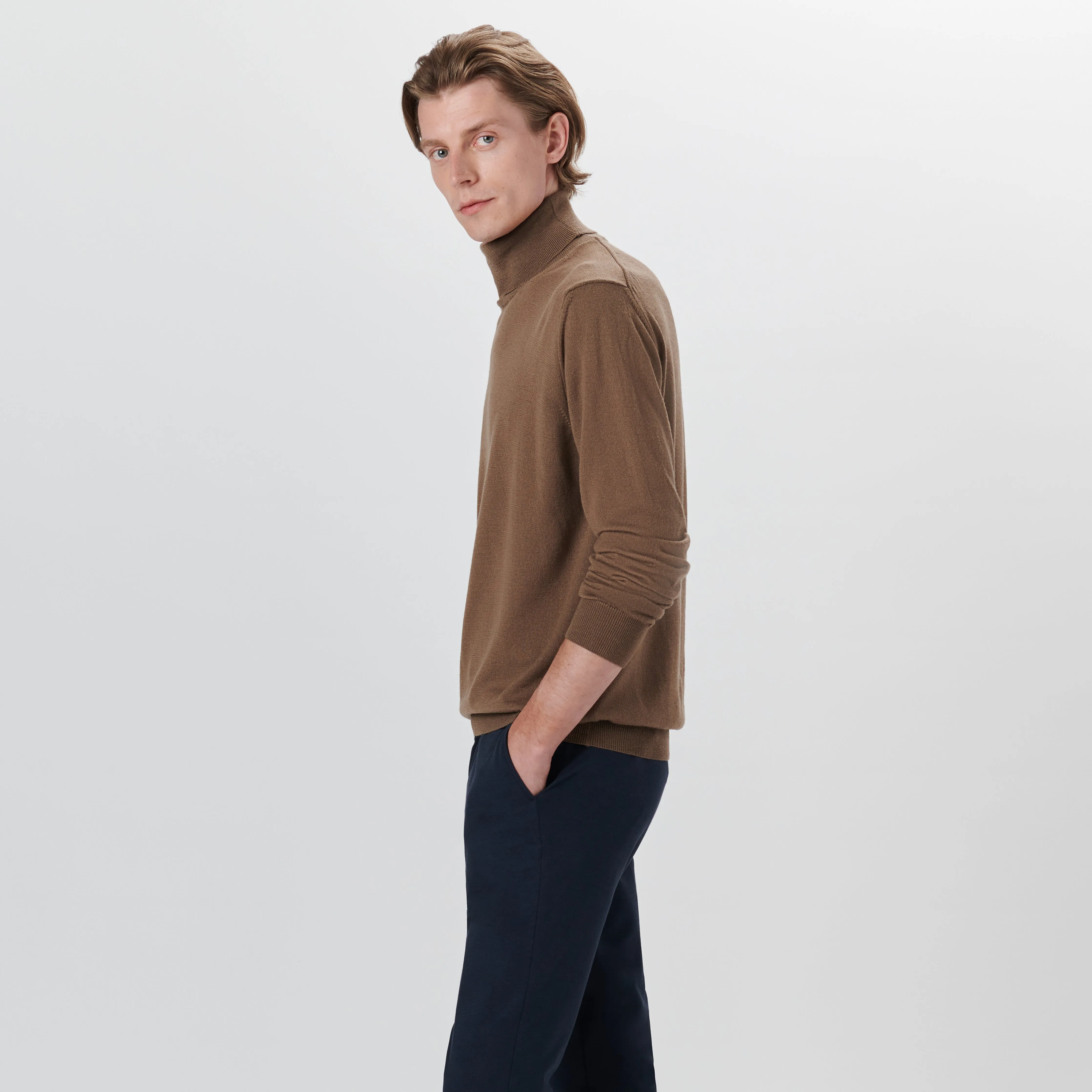 Super Merino Turtle Neck Solid Sweater sold by Bugatchi product image thumbnail 3