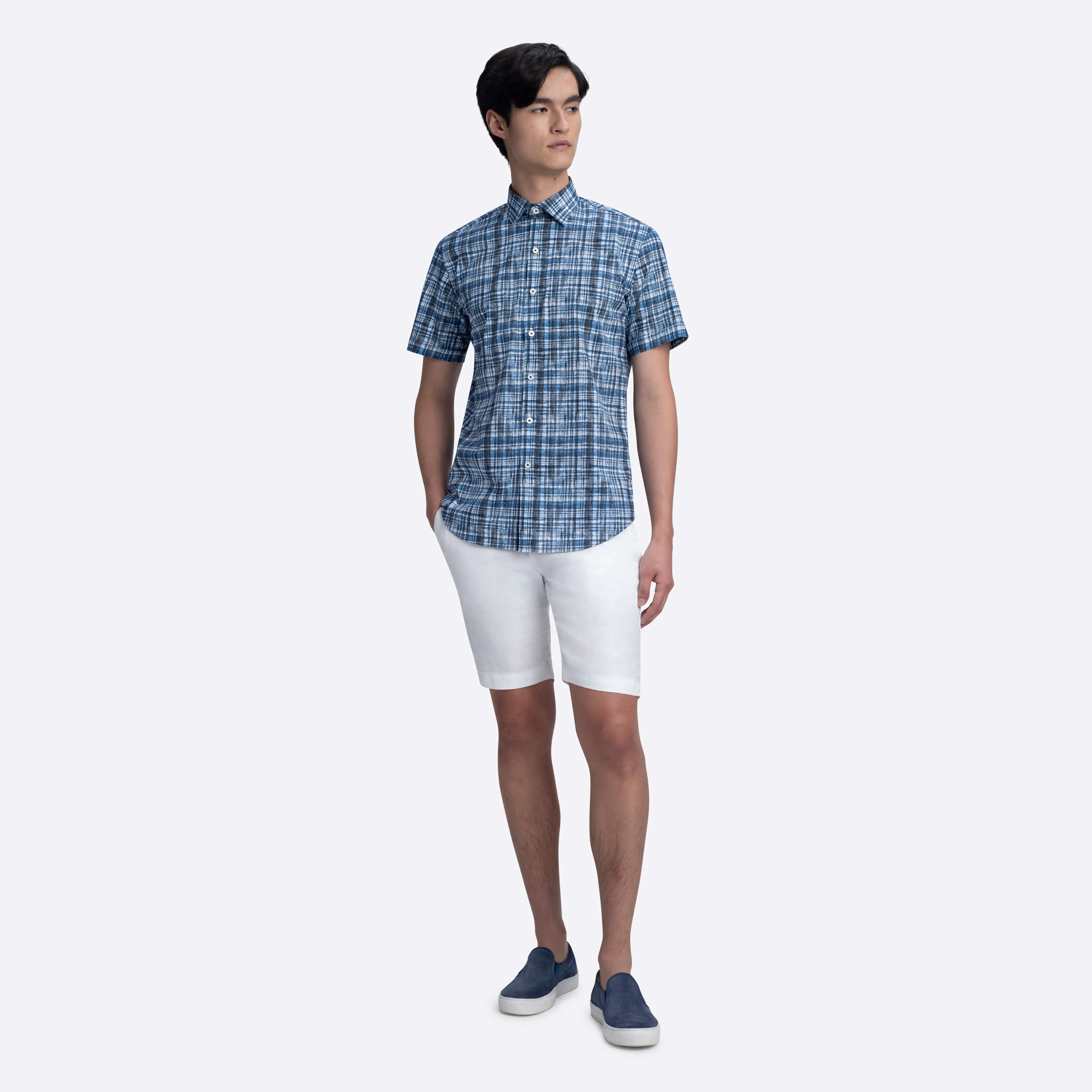 ORSON Madras Print Short Sleeve Shirt sold by Bugatchi product image thumbnail 5