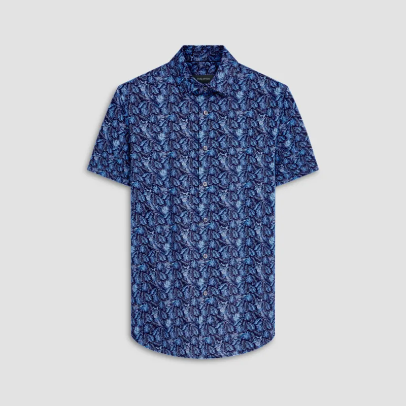 Miles Leaf Print OoohCotton Short Sleeve Shirt sold by Bugatchi