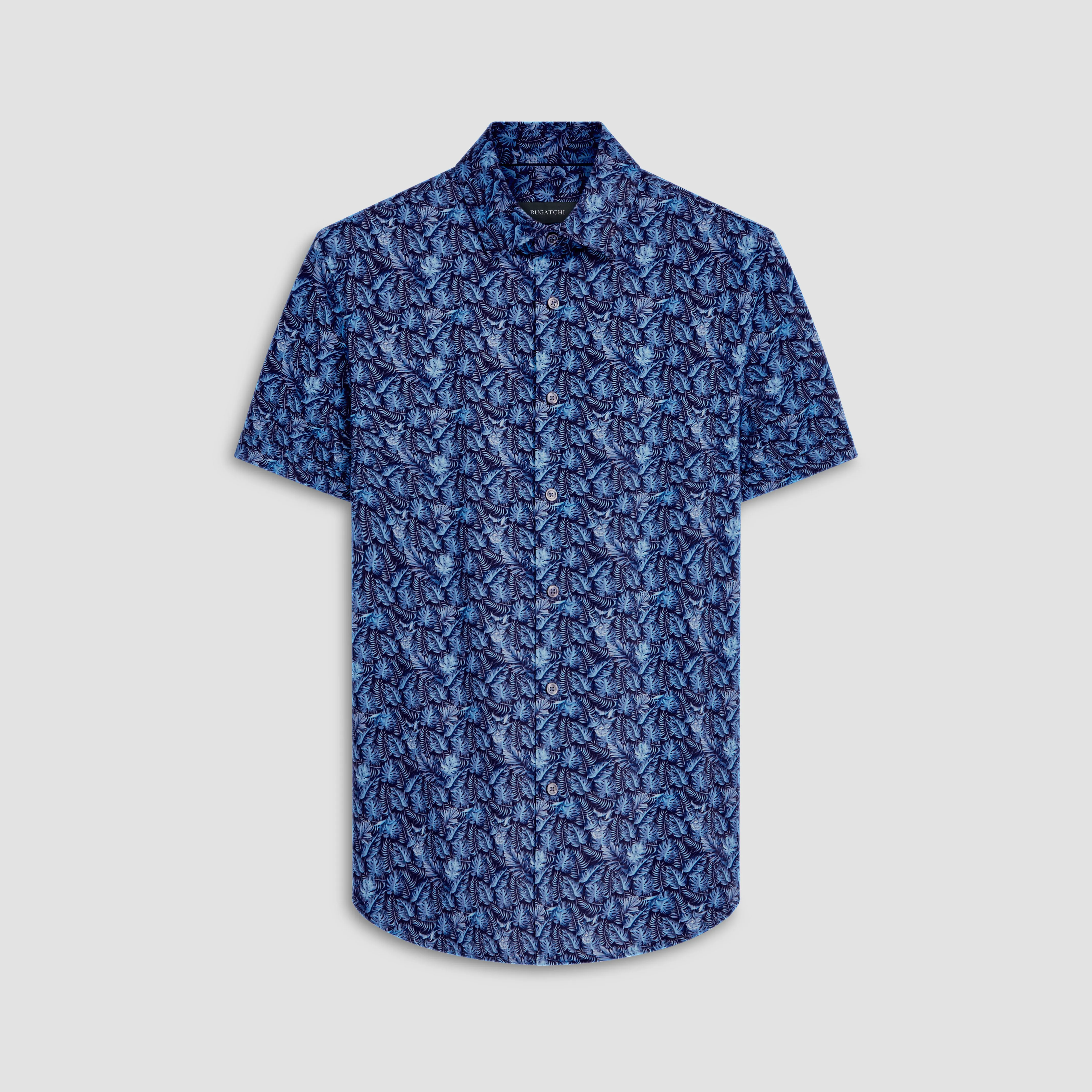Miles Leaf Print OoohCotton Short Sleeve Shirt sold by Bugatchi