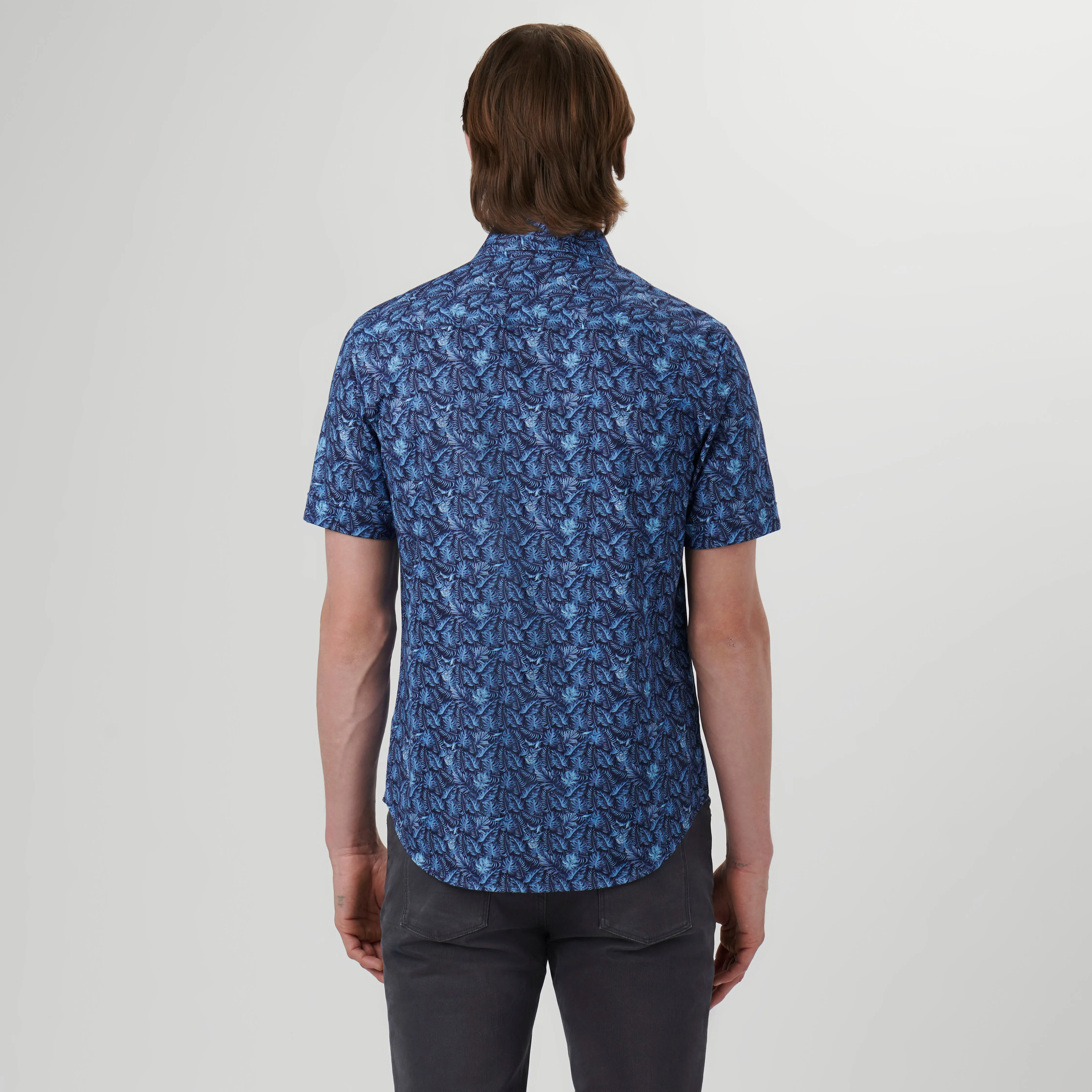 Miles Leaf Print OoohCotton Short Sleeve Shirt sold by Bugatchi product image thumbnail 4