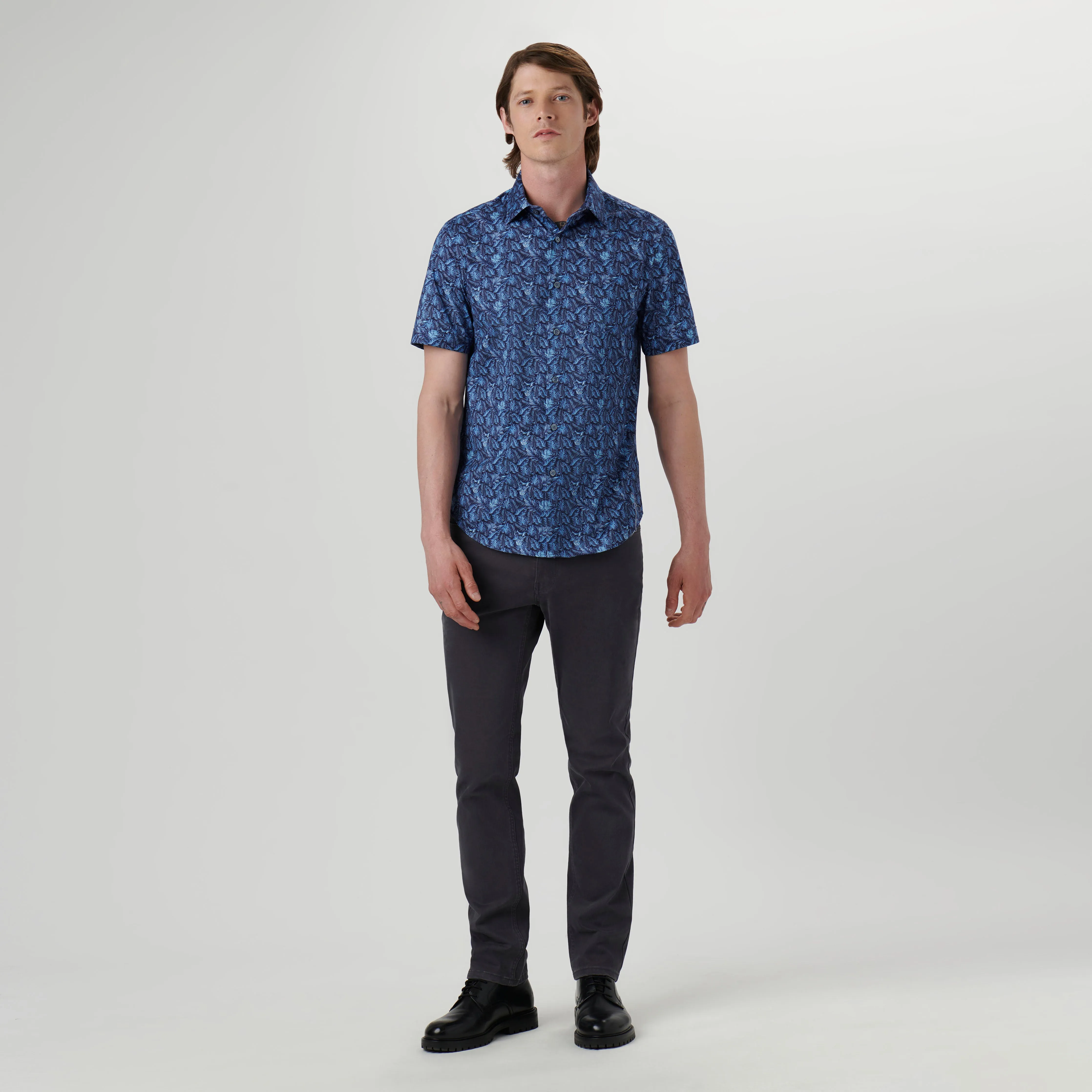 Miles Leaf Print OoohCotton Short Sleeve Shirt sold by Bugatchi product image thumbnail 5