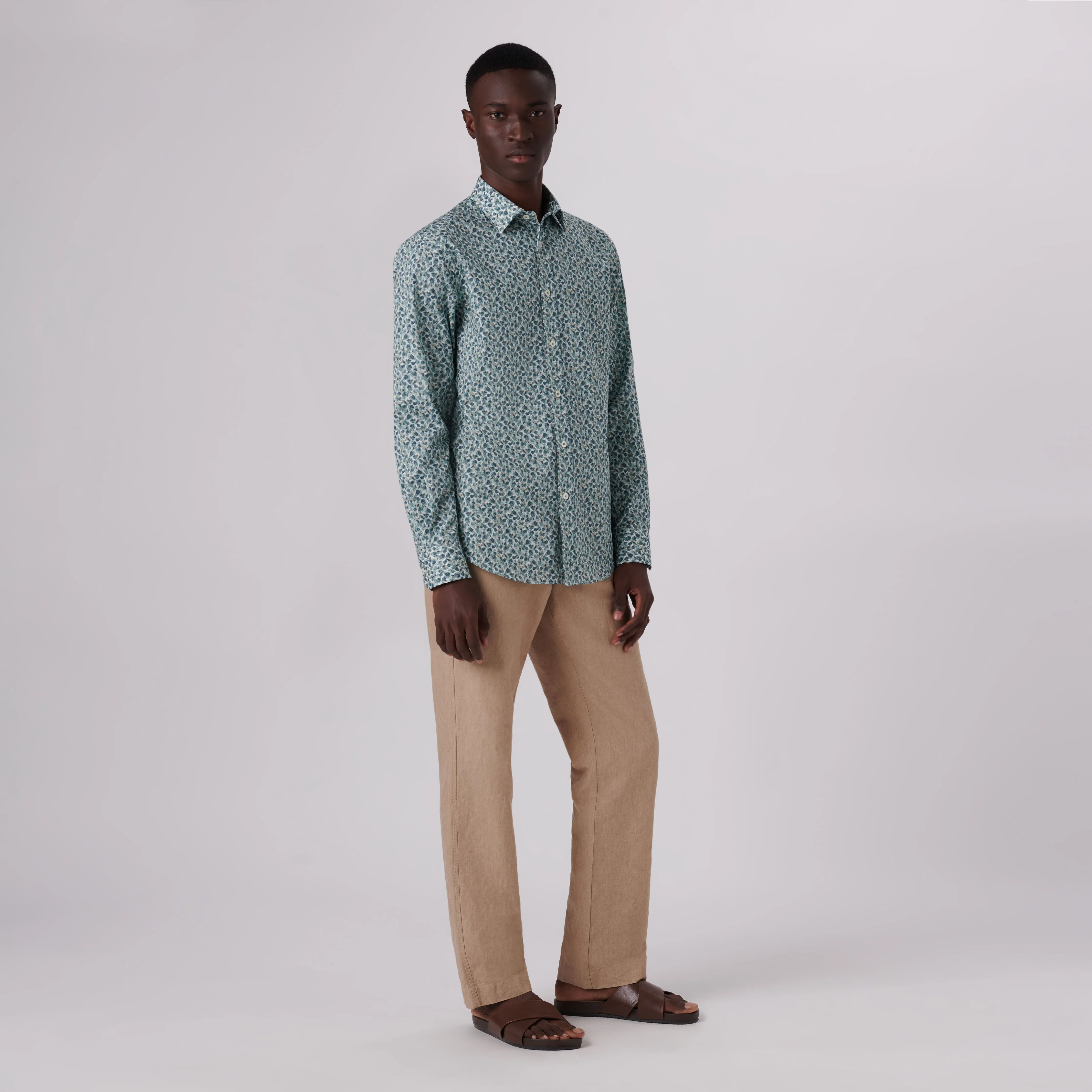 Julian Leaf Print Shirt sold by Bugatchi product image thumbnail 5