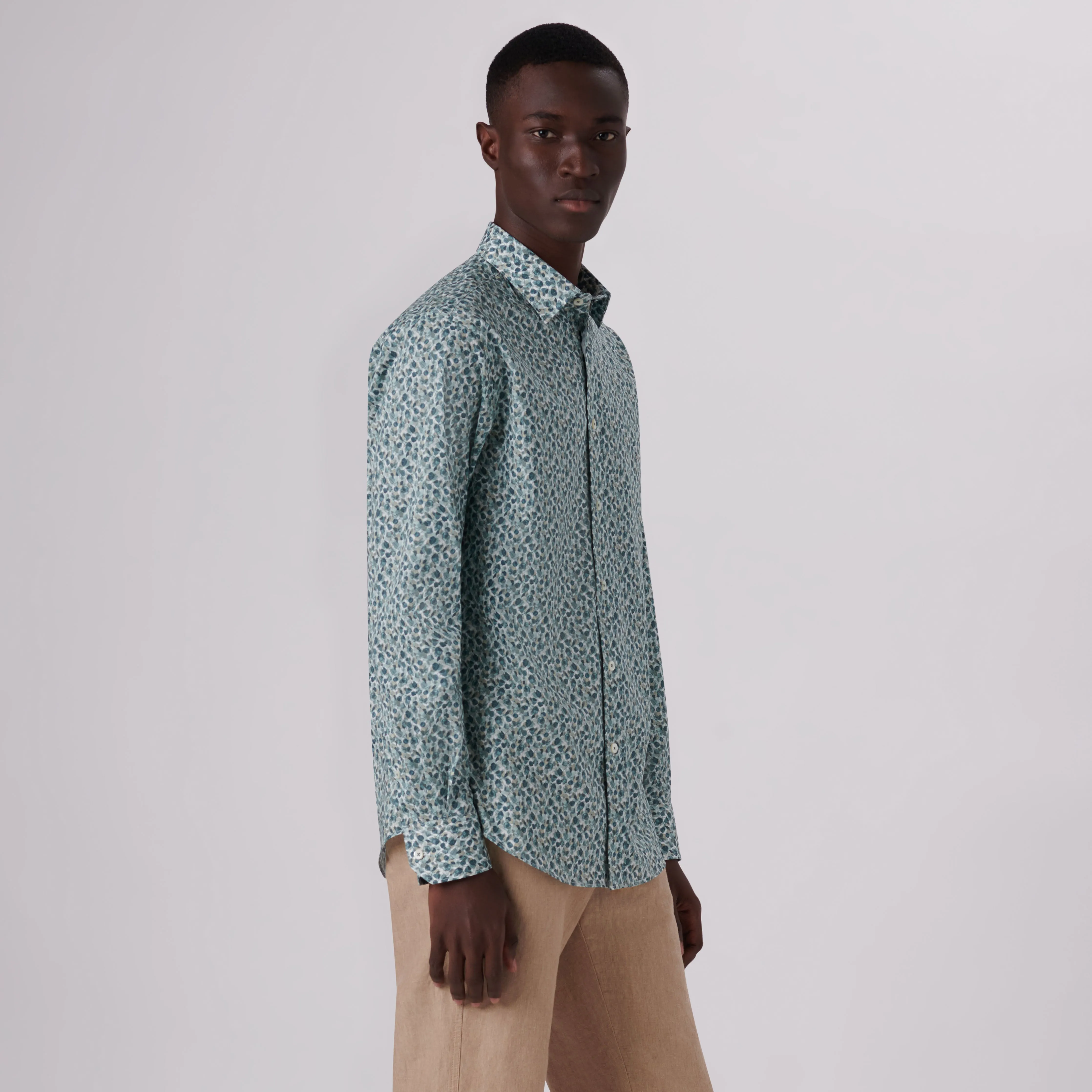Julian Leaf Print Shirt sold by Bugatchi product image thumbnail 3
