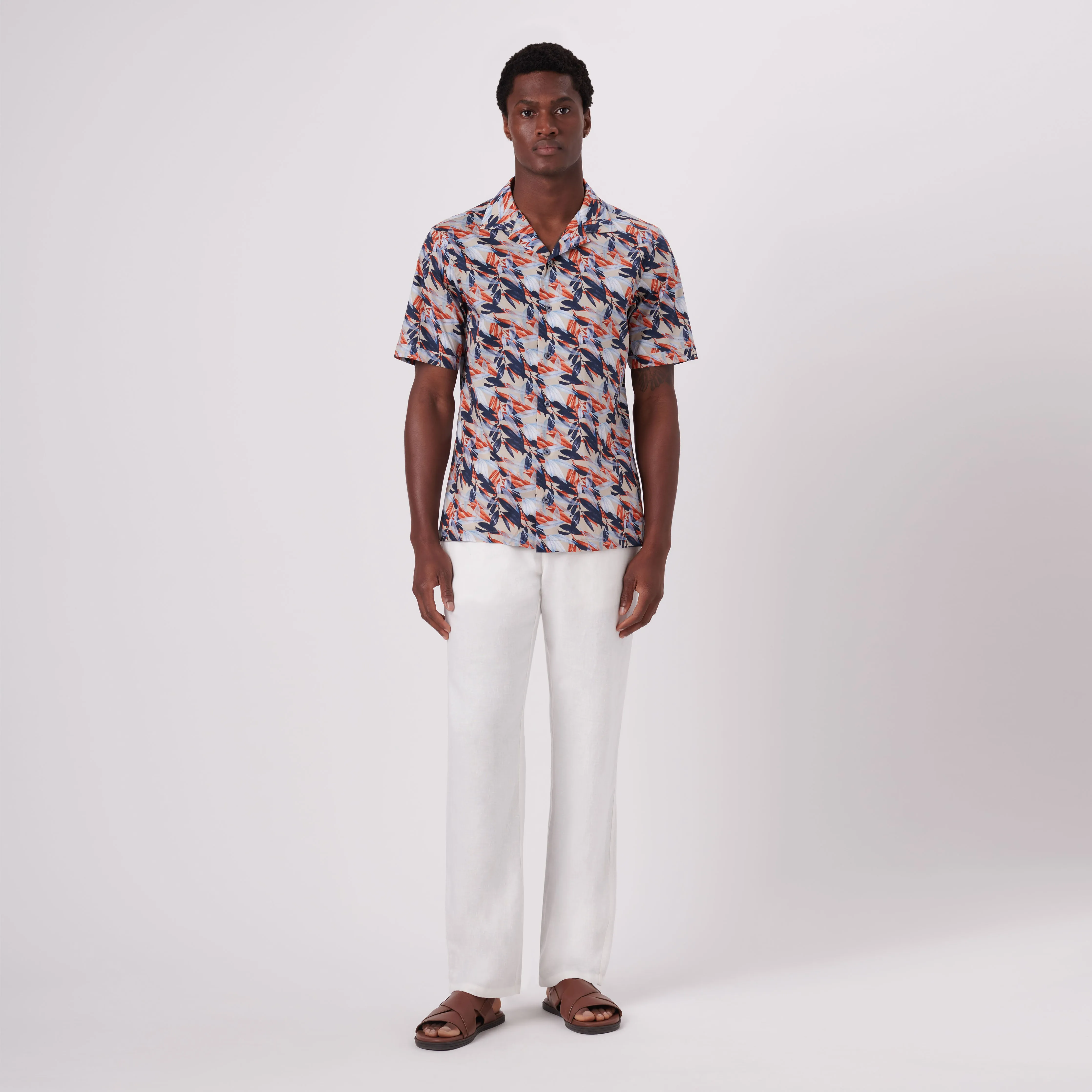 Jackson Leaf Print Short Sleeve Shirt sold by Bugatchi product image thumbnail 5
