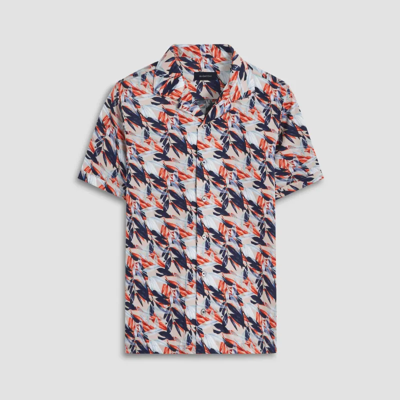 Jackson Leaf Print Short Sleeve Shirt sold by Bugatchi