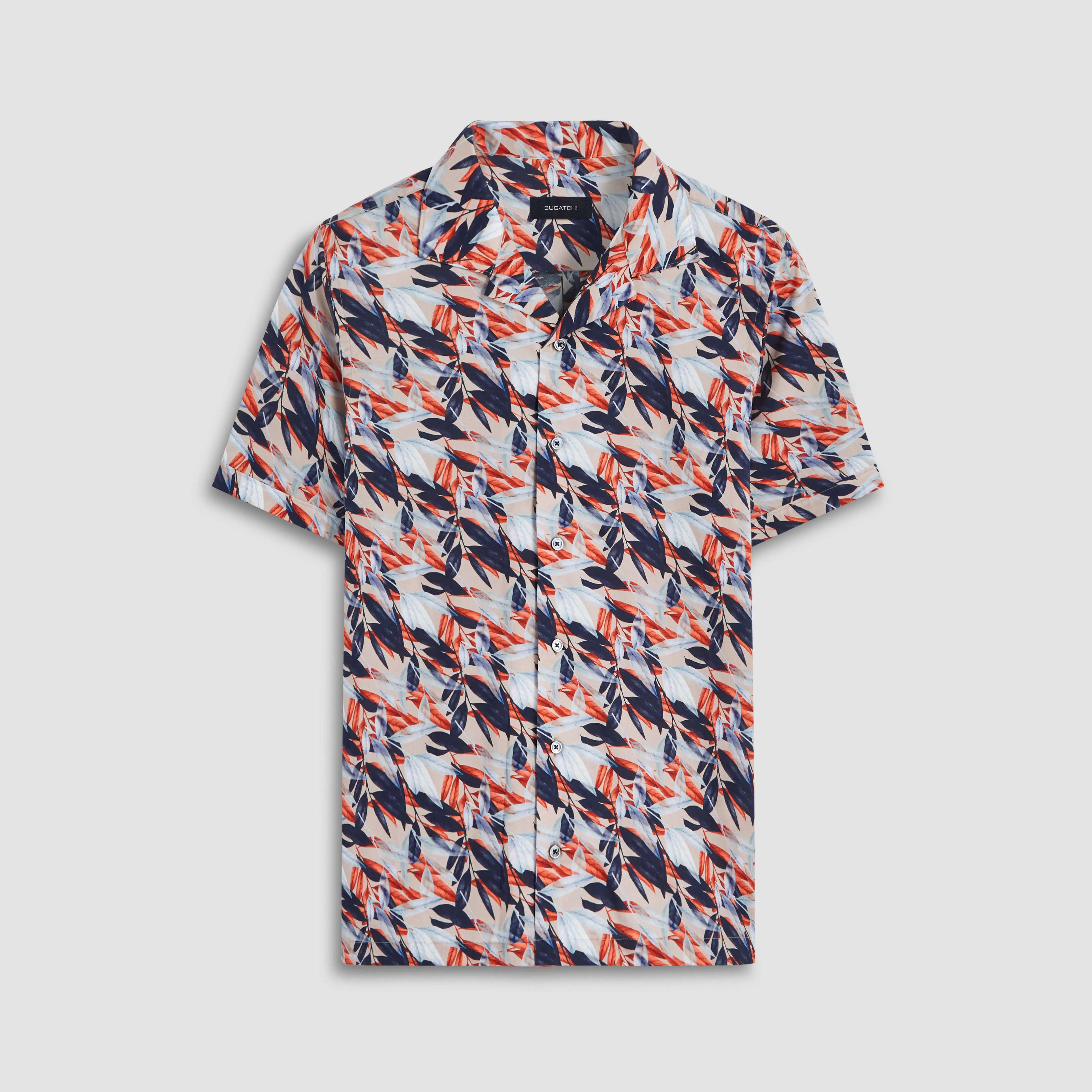 Jackson Leaf Print Short Sleeve Shirt sold by Bugatchi