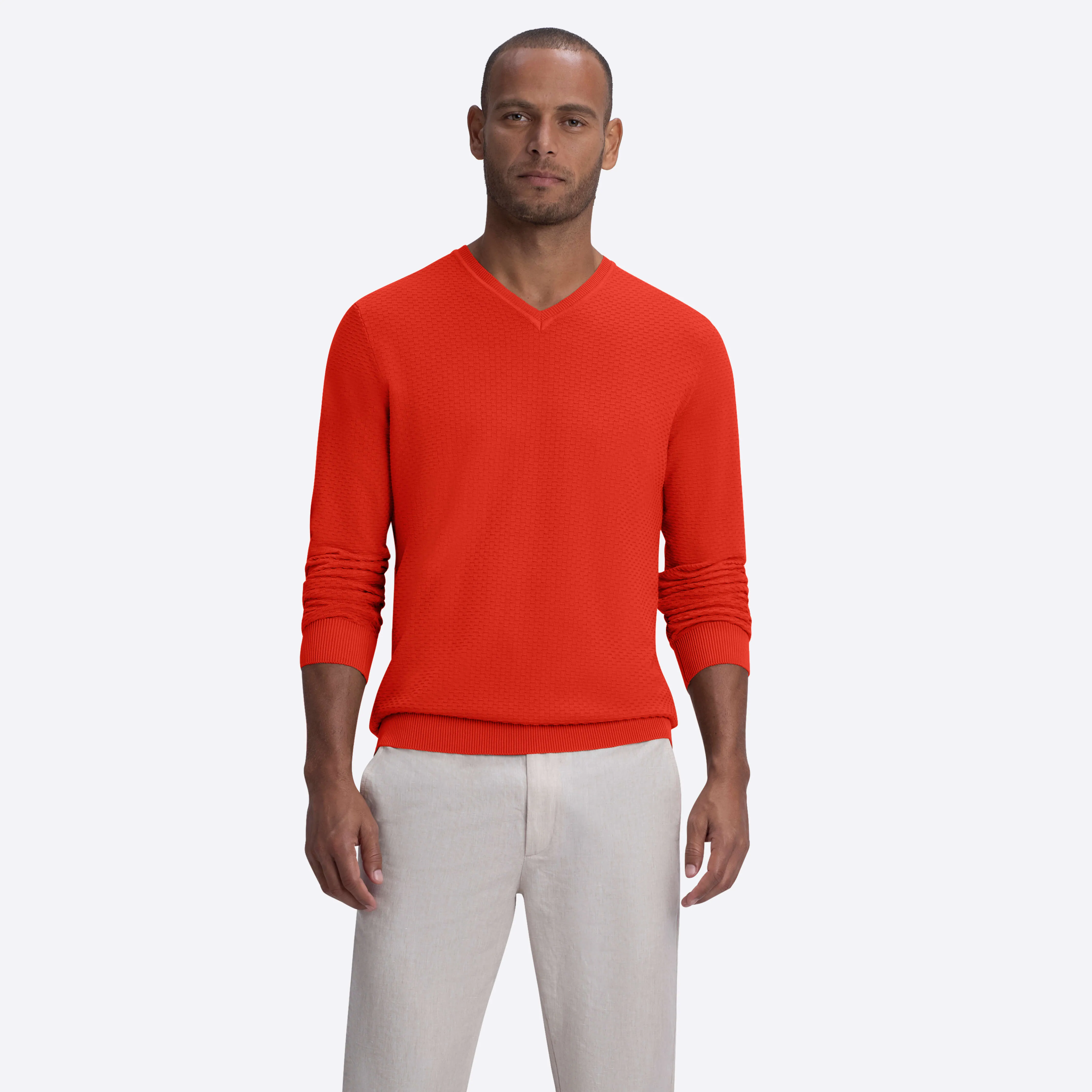 Basketweave V-Neck Sweater sold by Bugatchi product image thumbnail 2