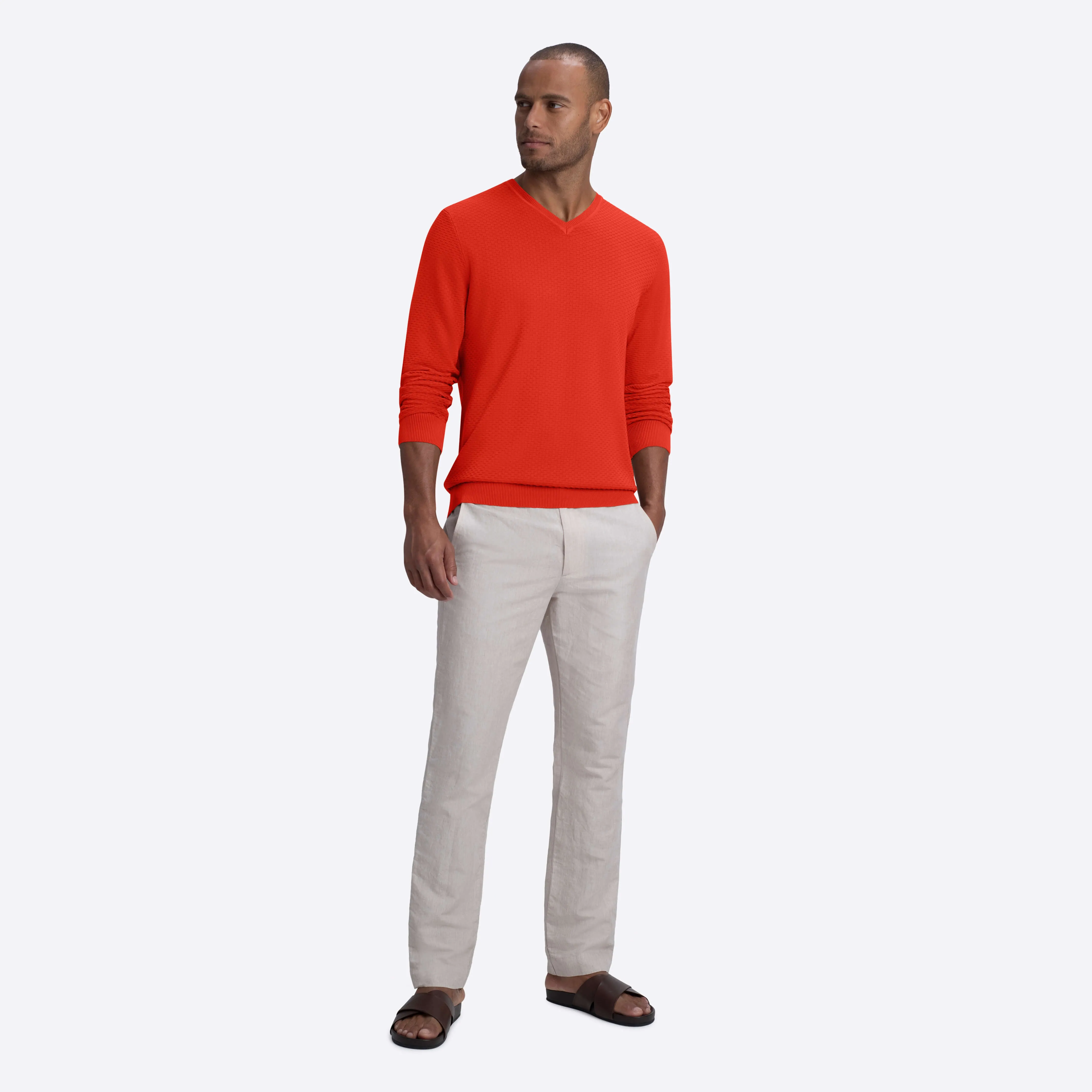 Basketweave V-Neck Sweater sold by Bugatchi product image thumbnail 5