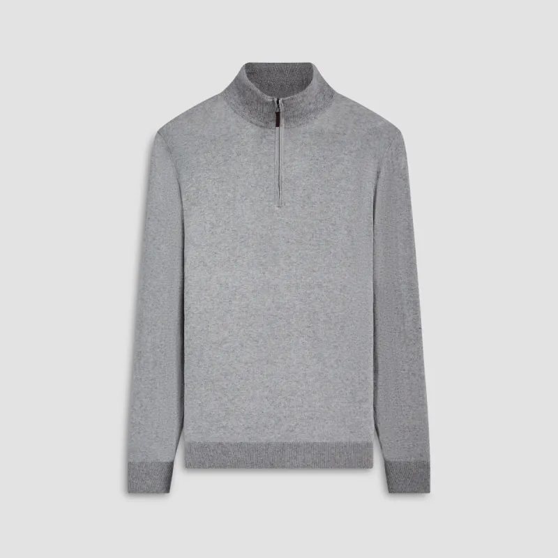 Solid Cotton Cashmere Quarter Zip Sweater sold by Bugatchi
