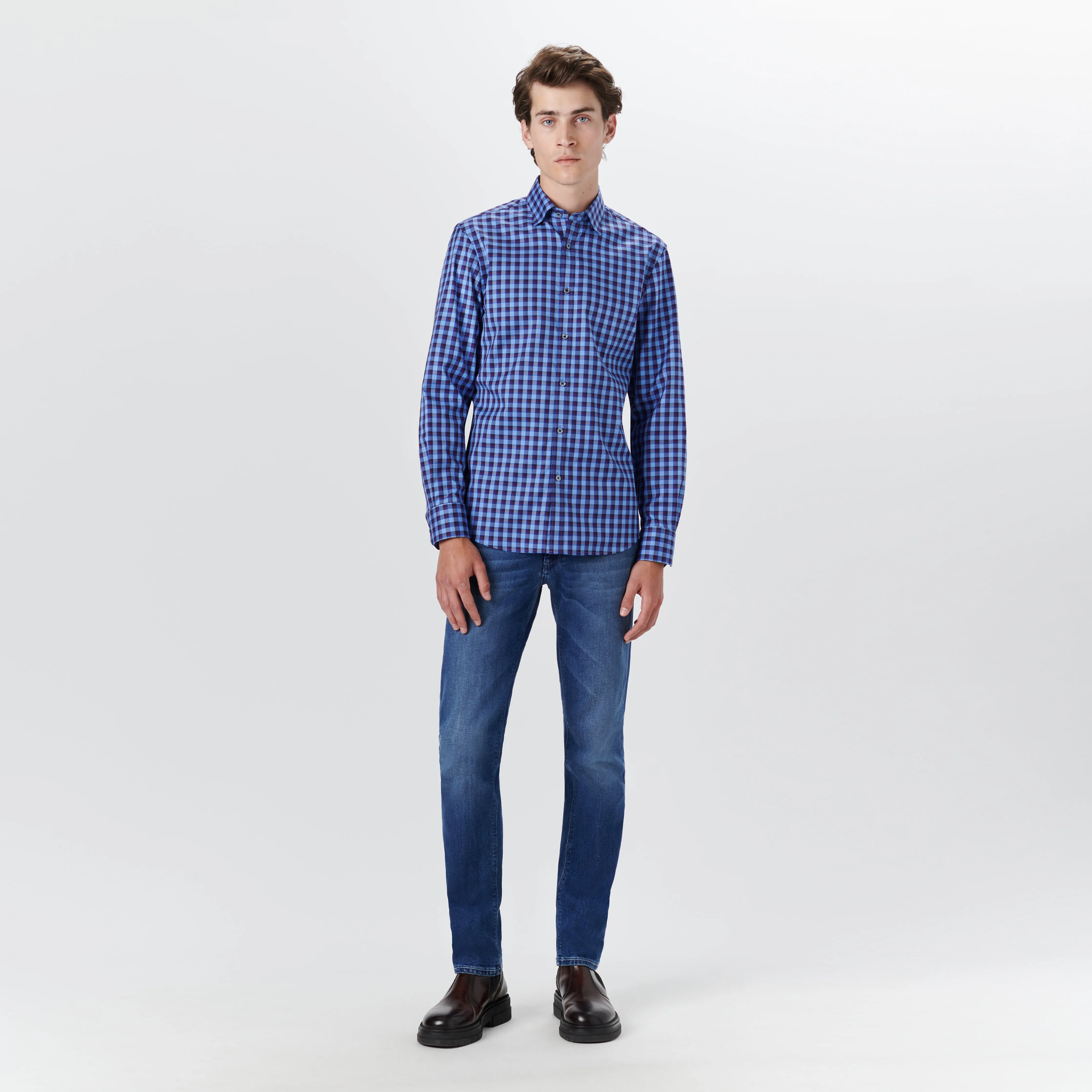 JULIAN Gingham Check Shirt sold by Bugatchi product image thumbnail 5
