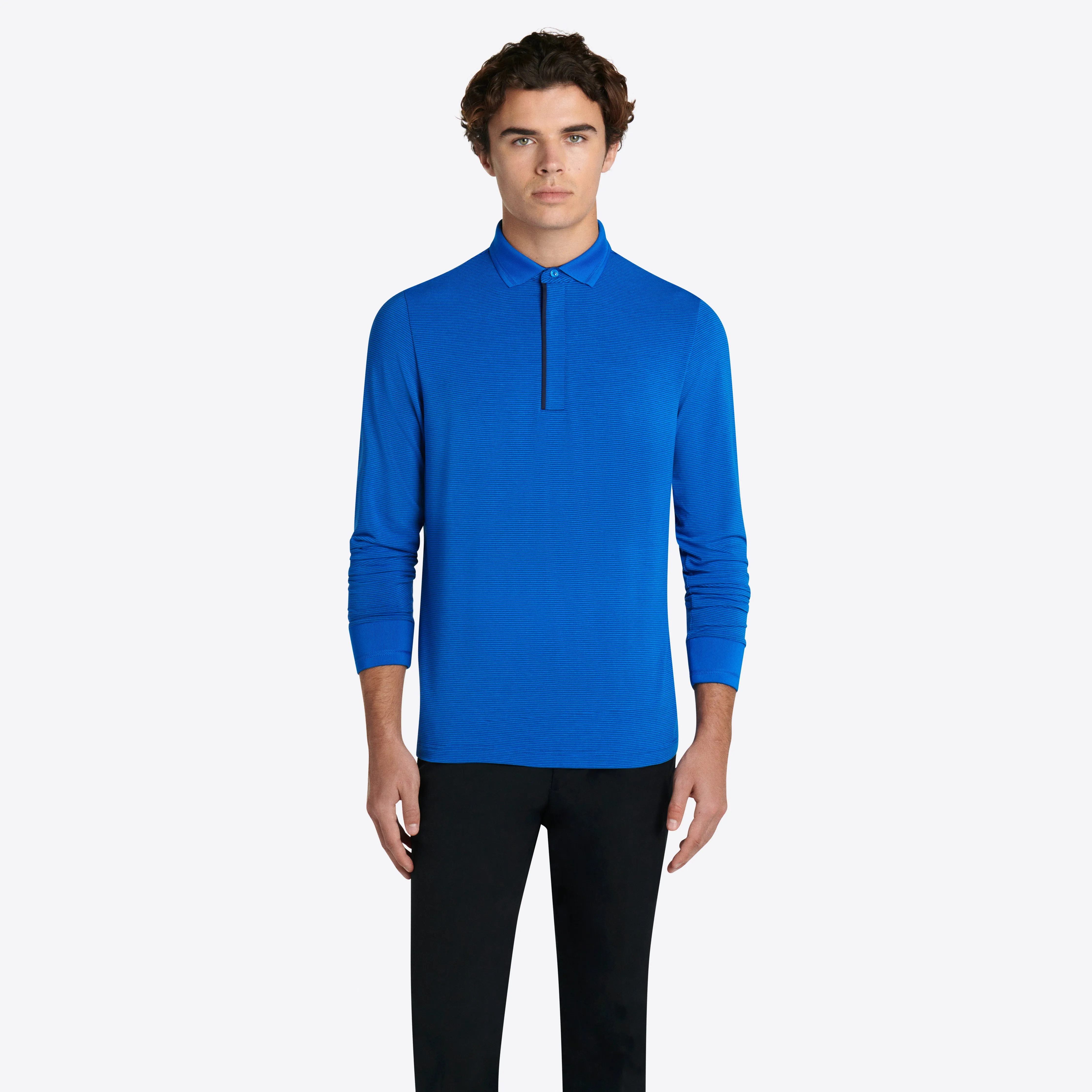 Hairline Stripe Quarter Zip Mock Neck Pullover sold by Bugatchi product image thumbnail 3