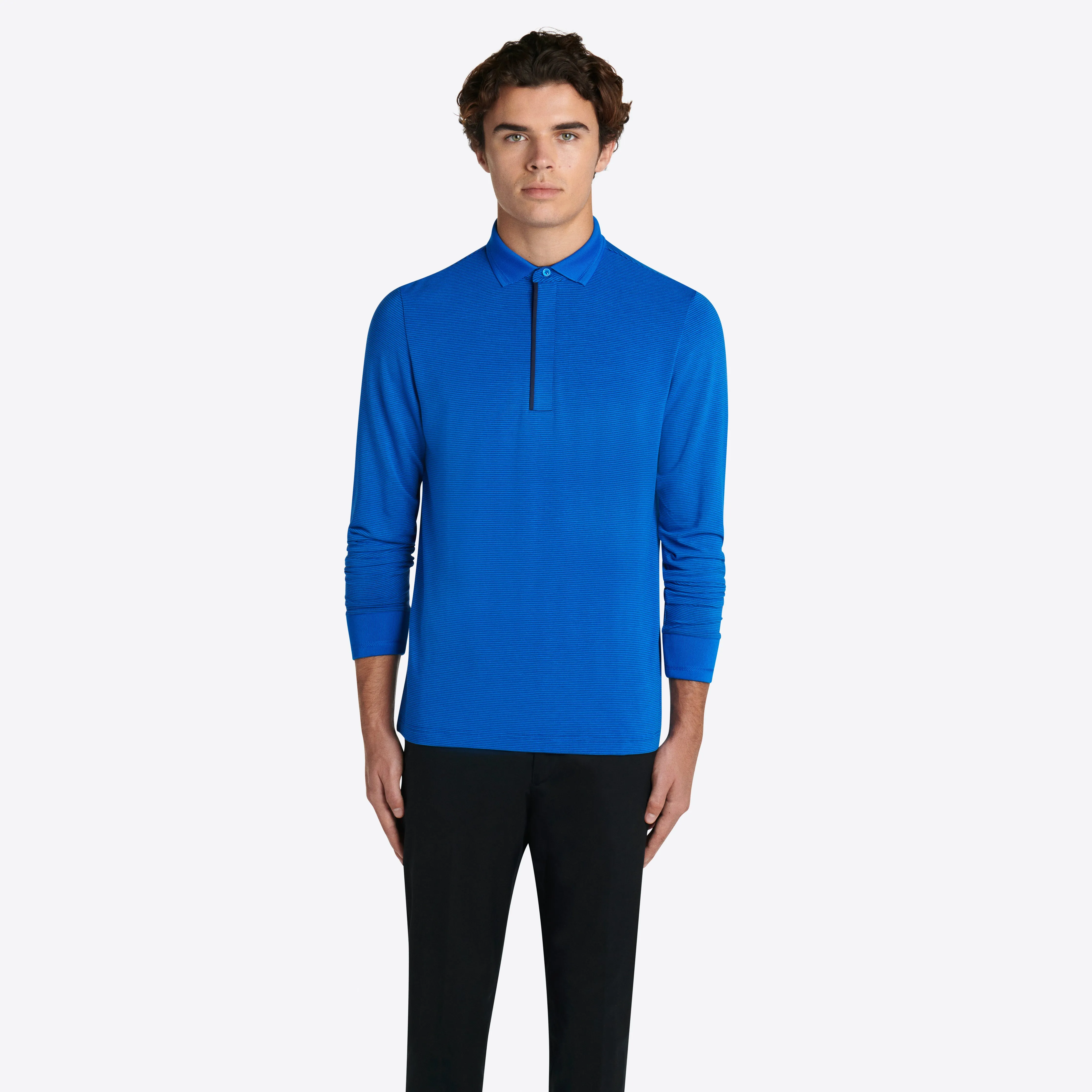 Hairline Stripe Quarter Zip Mock Neck Pullover sold by Bugatchi product image thumbnail 2