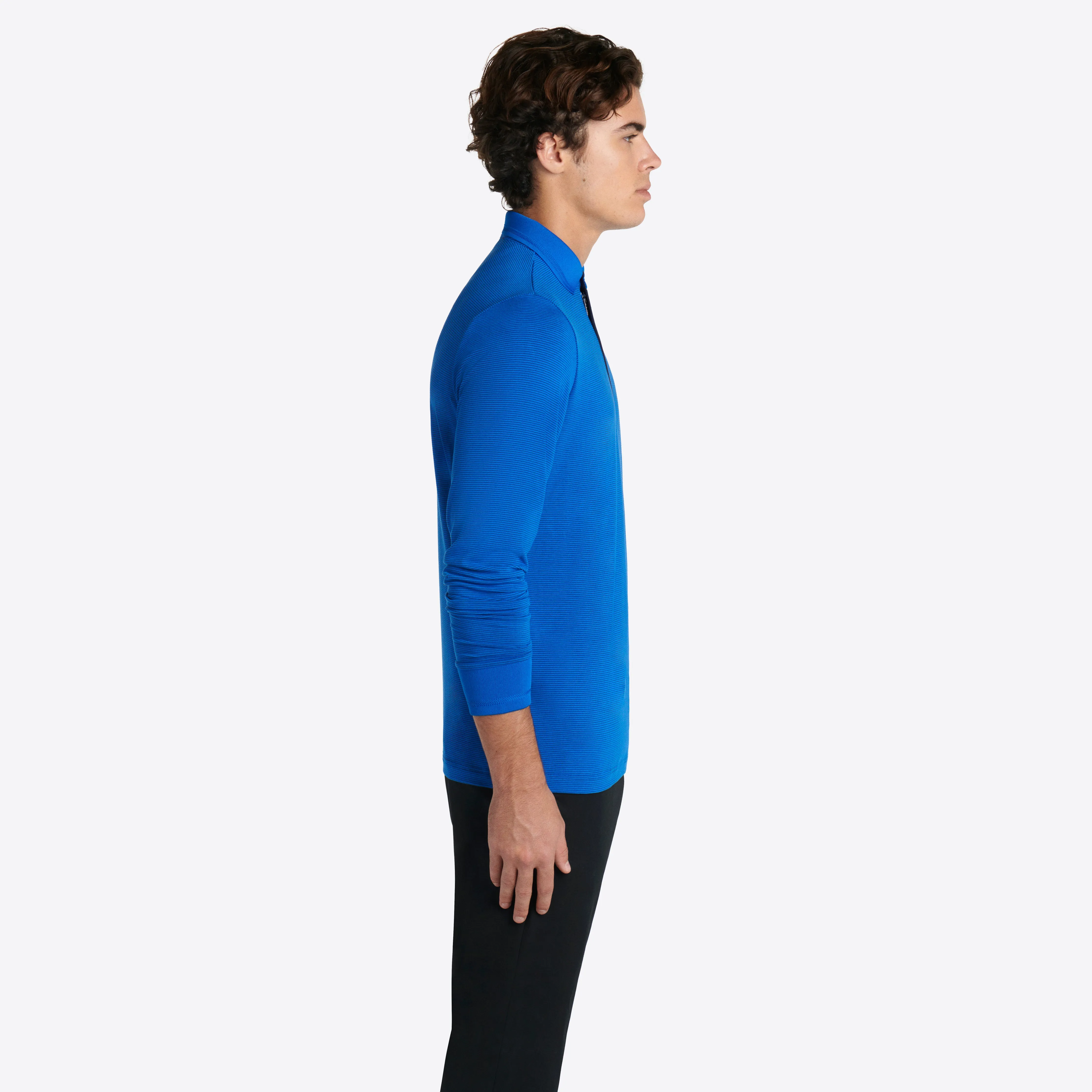 Hairline Stripe Quarter Zip Mock Neck Pullover sold by Bugatchi product image thumbnail 4