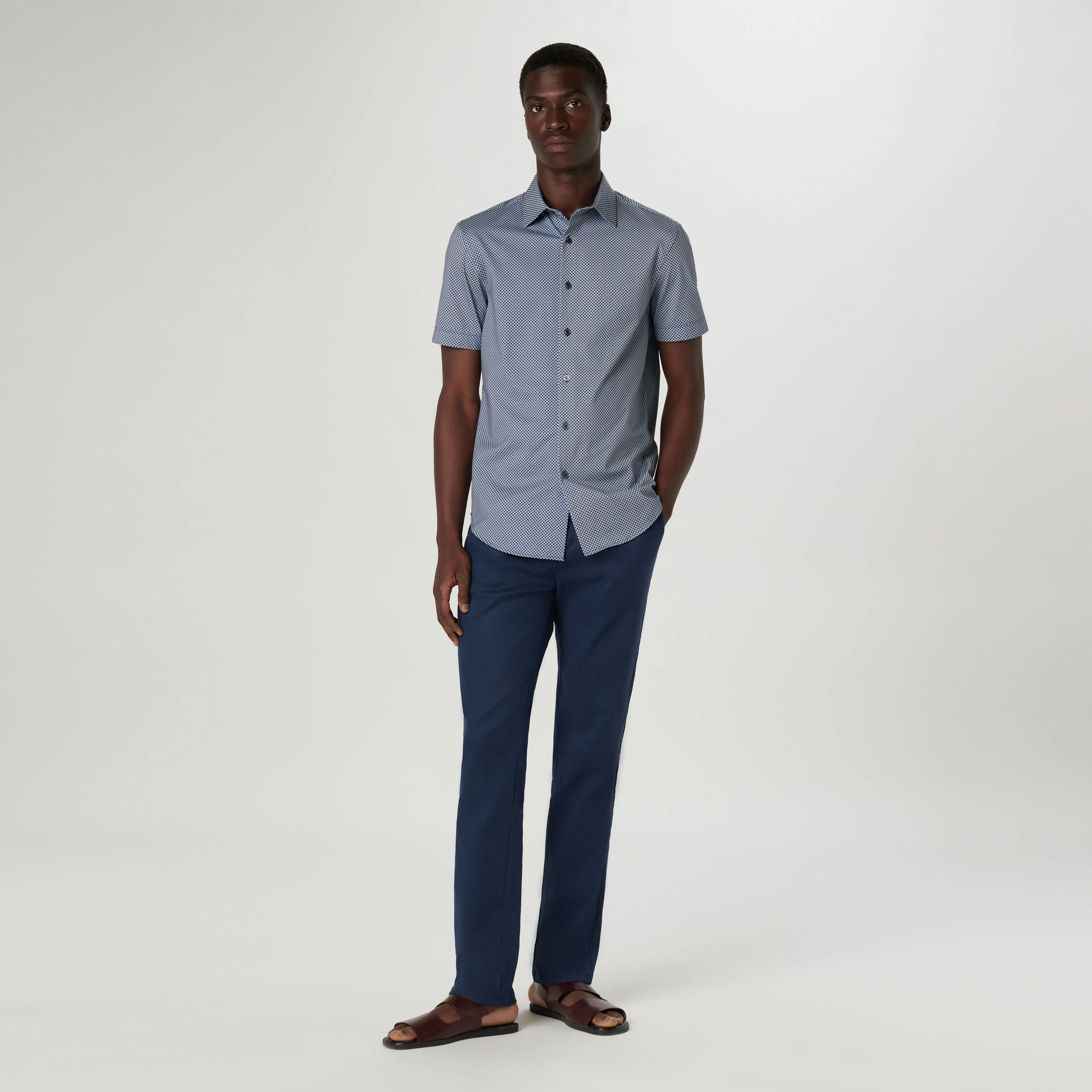 Miles Geometric OoohCotton Short Sleeve Shirt sold by Bugatchi product image thumbnail 5