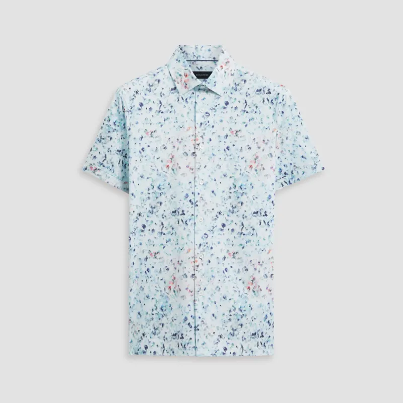 Milo Watercolor Abstract OoohCotton Short Sleeve Shirt sold by Bugatchi