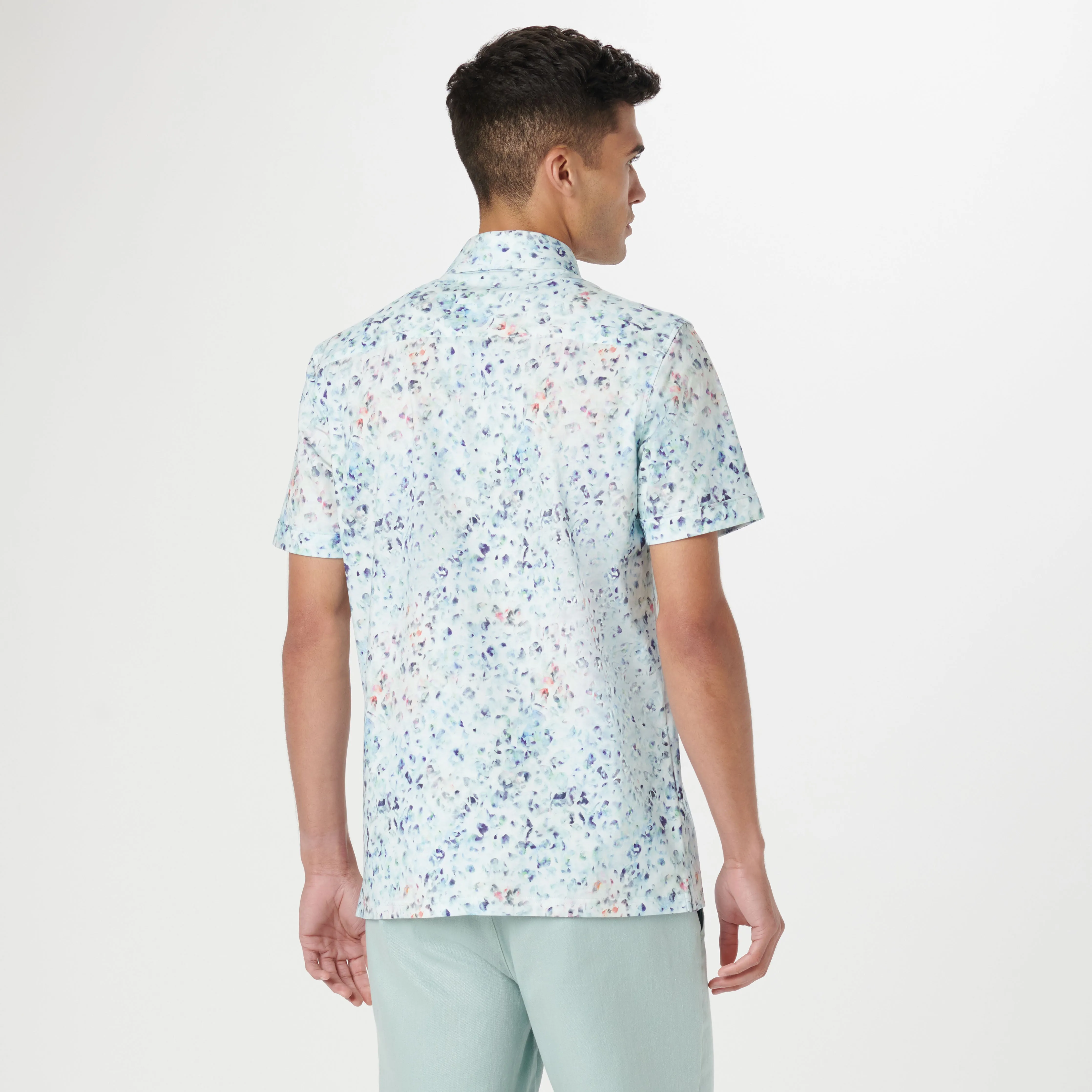 Milo Watercolor Abstract OoohCotton Short Sleeve Shirt sold by Bugatchi product image thumbnail 4