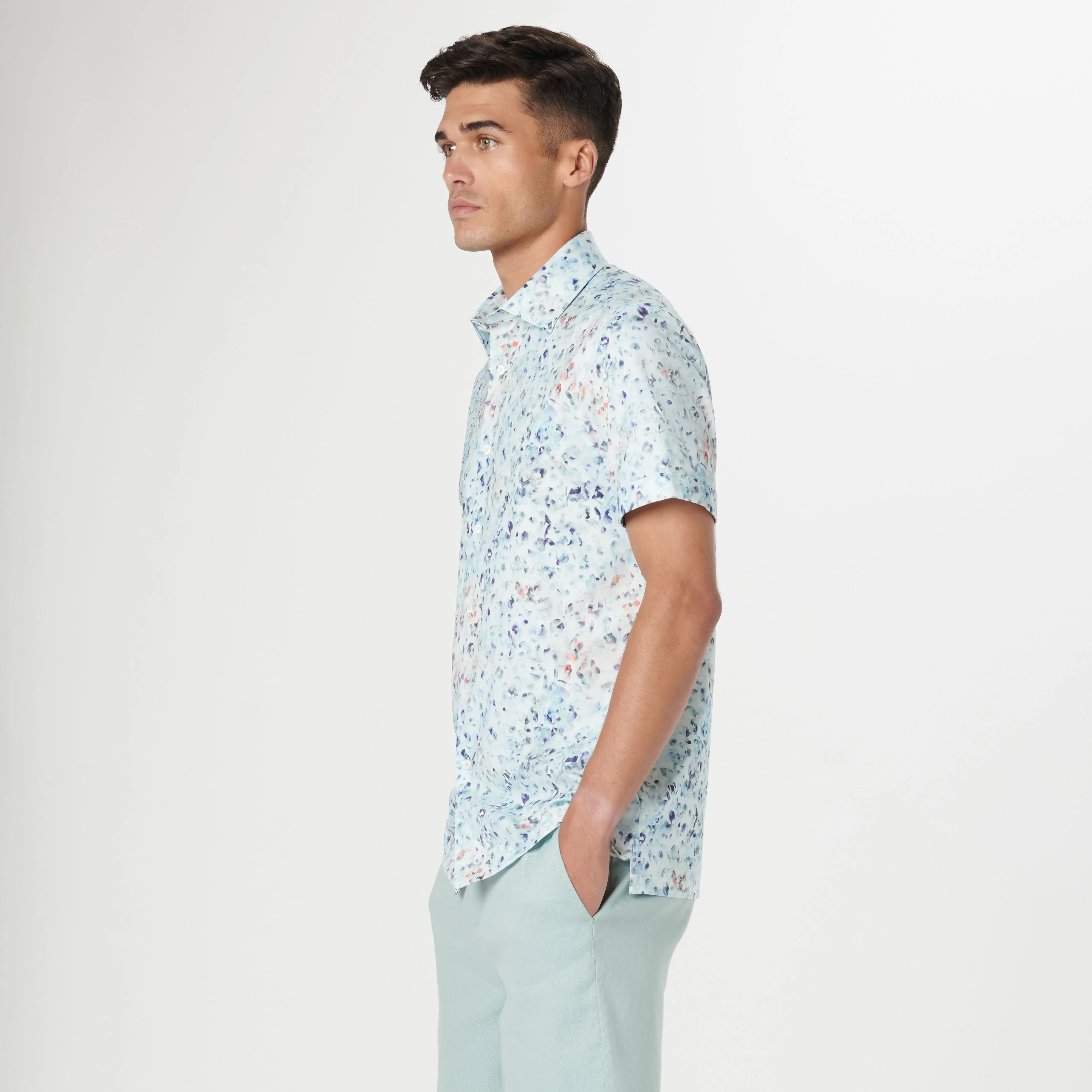 Milo Watercolor Abstract OoohCotton Short Sleeve Shirt sold by Bugatchi product image thumbnail 3