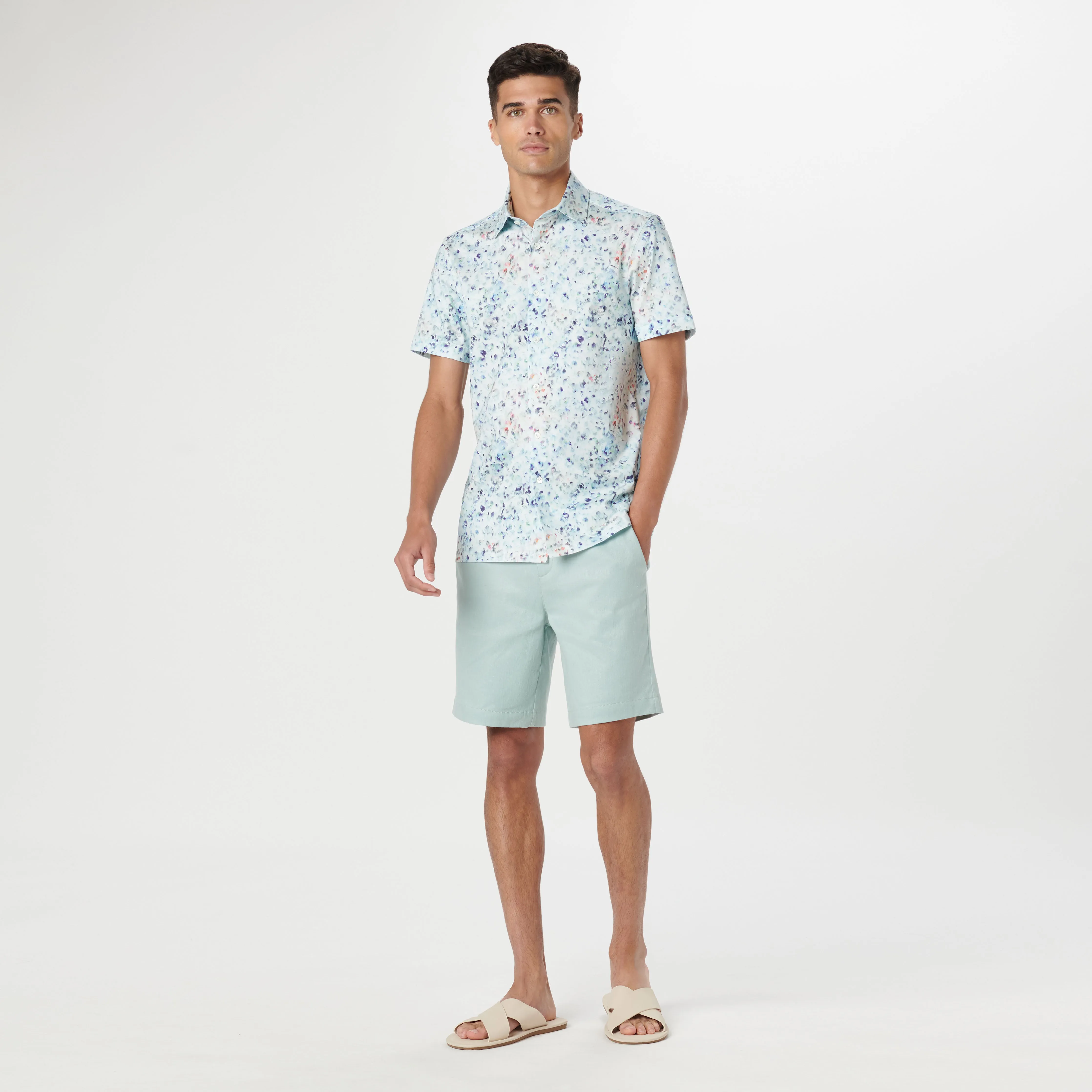 Milo Watercolor Abstract OoohCotton Short Sleeve Shirt sold by Bugatchi product image thumbnail 5