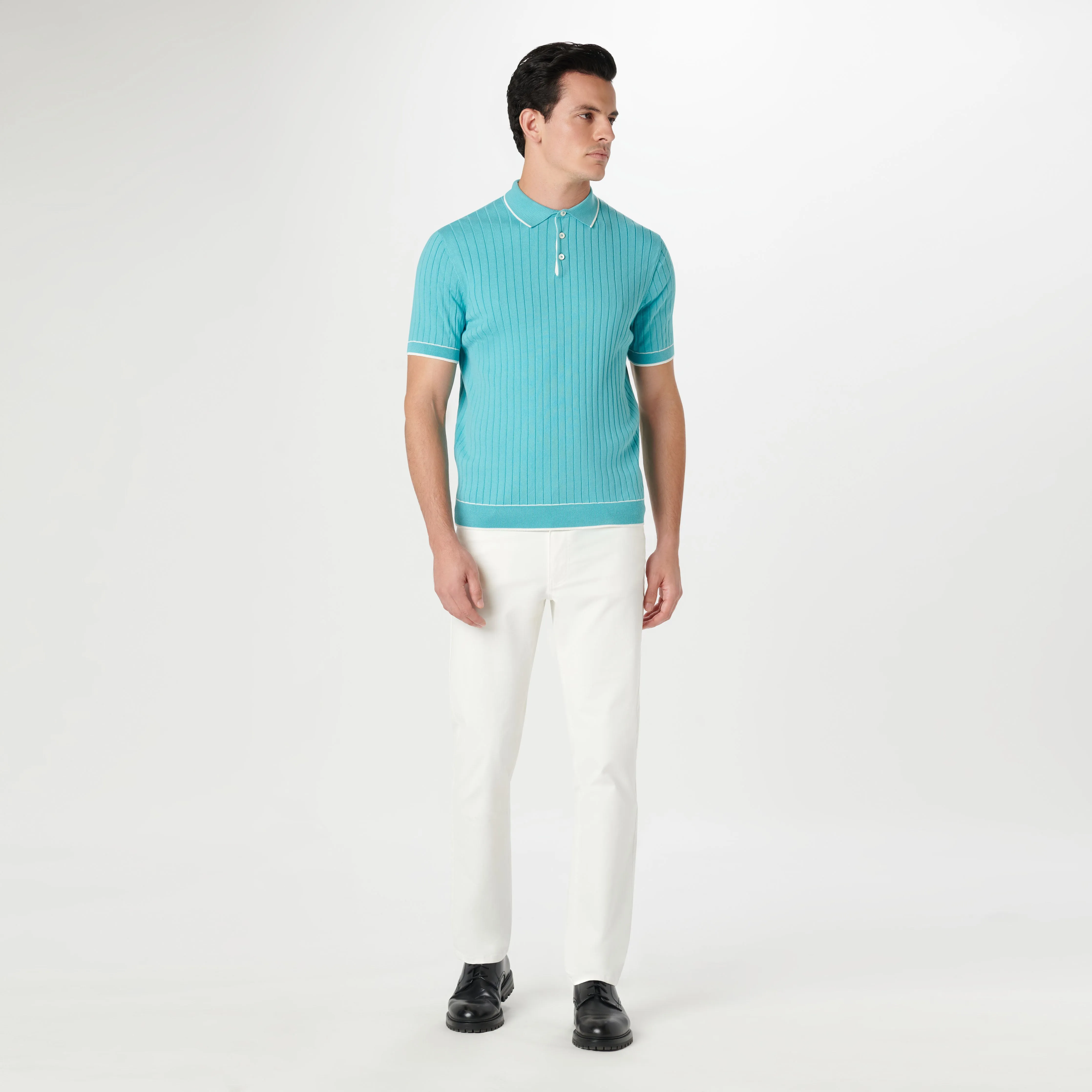 Rib Stitch Short Sleeve Polo Sweater sold by Bugatchi product image thumbnail 5