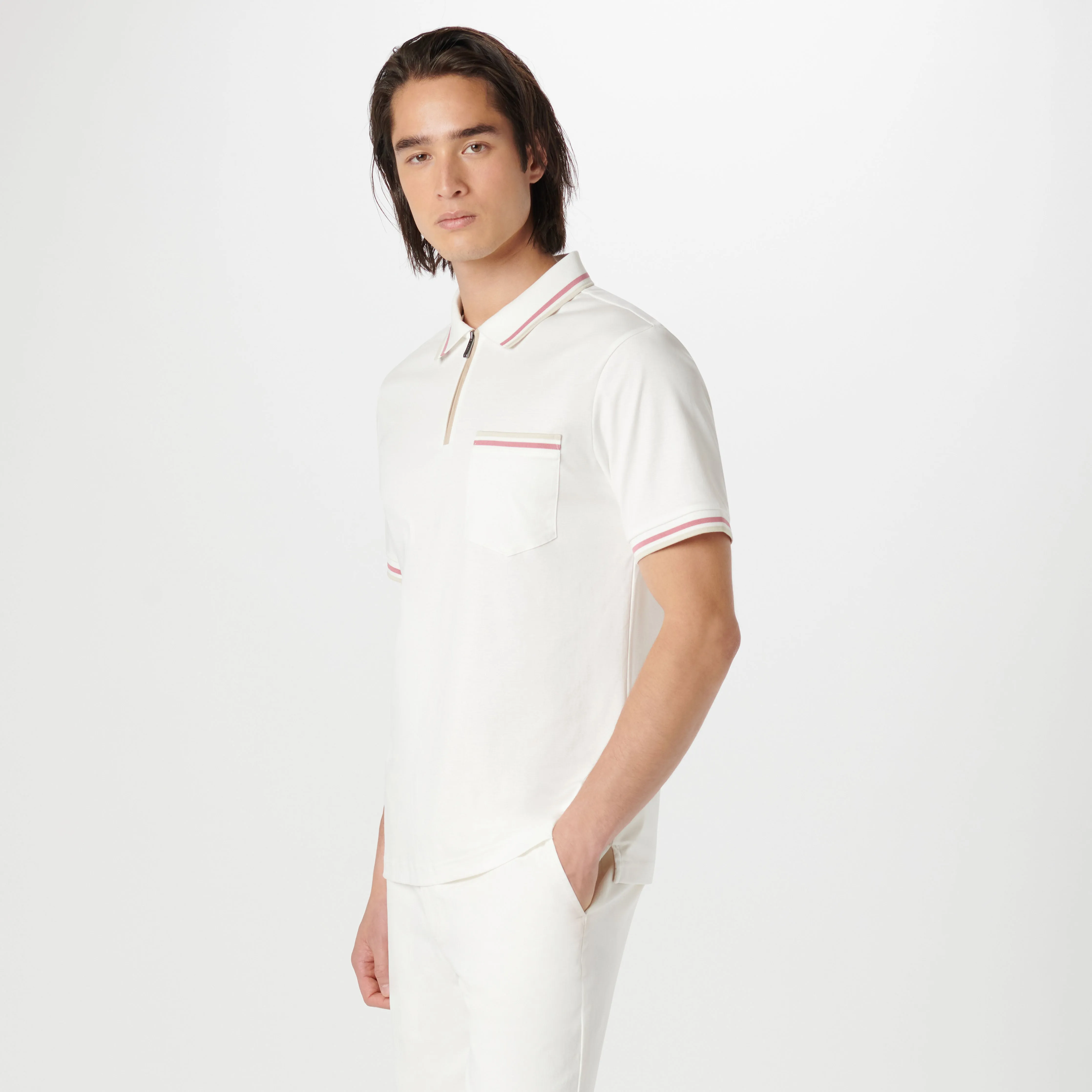 Tipped Quarter Zip Polo sold by Bugatchi product image thumbnail 3