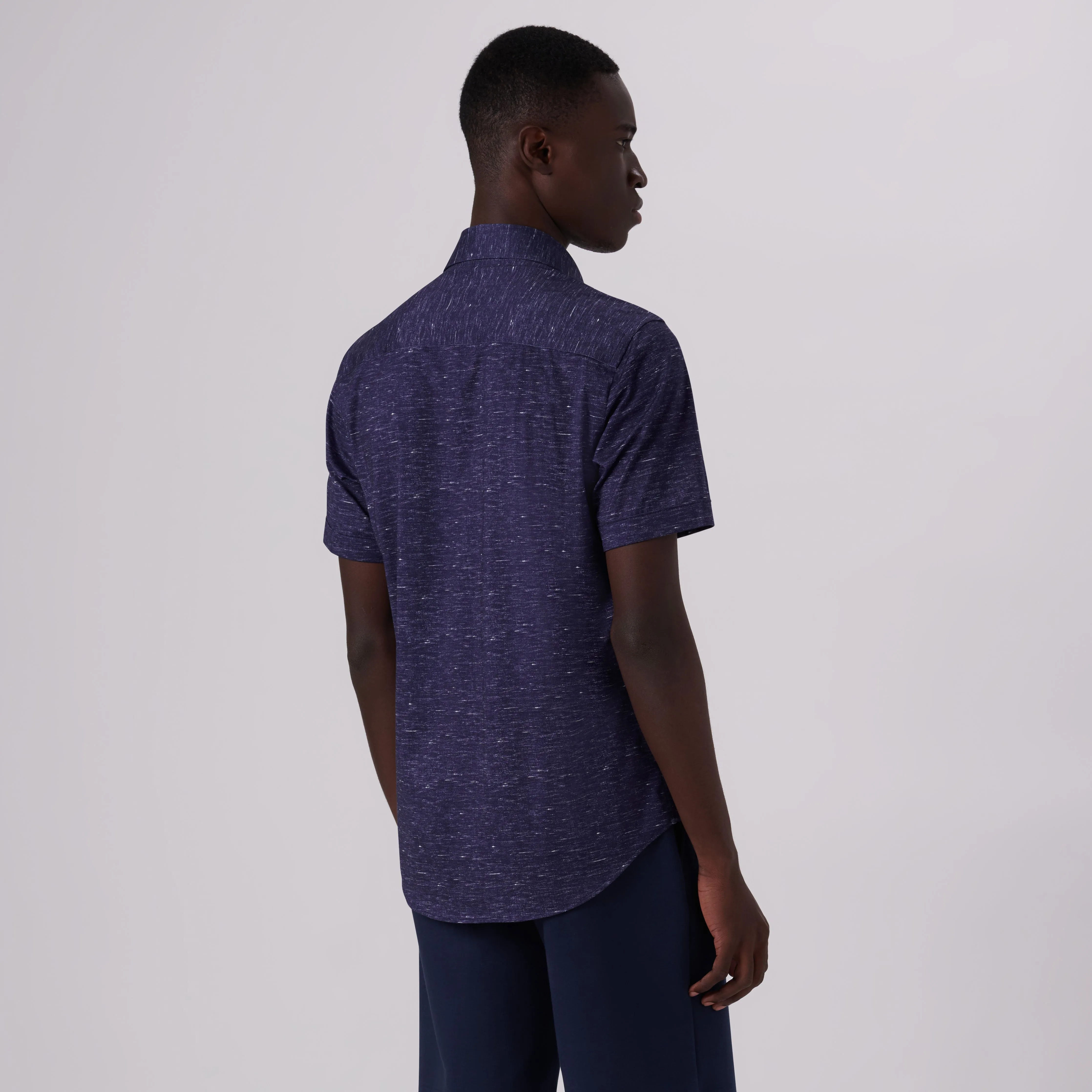 Miles Heather Print OoohCotton Short Sleeve Shirt sold by Bugatchi product image thumbnail 4
