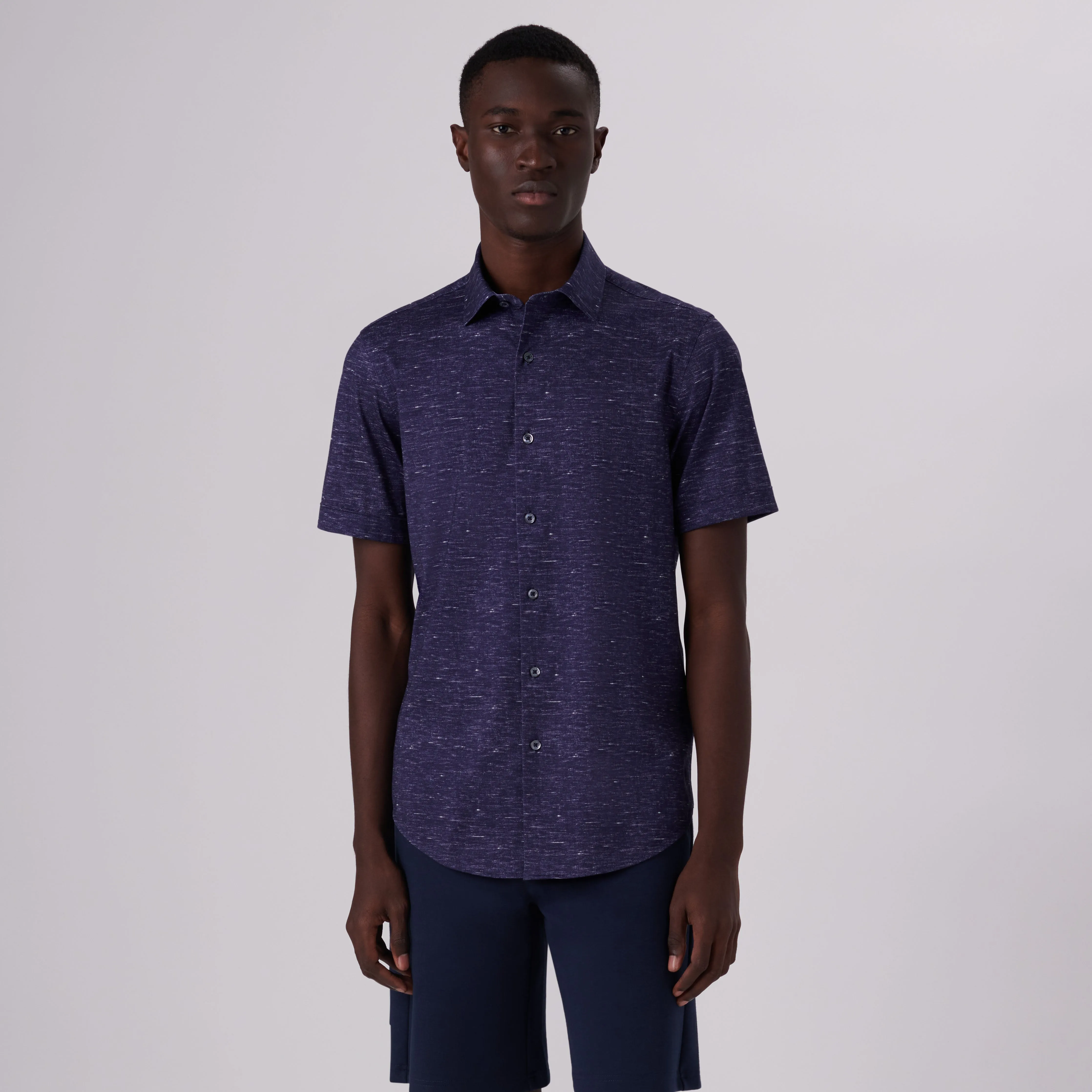 Miles Heather Print OoohCotton Short Sleeve Shirt sold by Bugatchi product image thumbnail 2