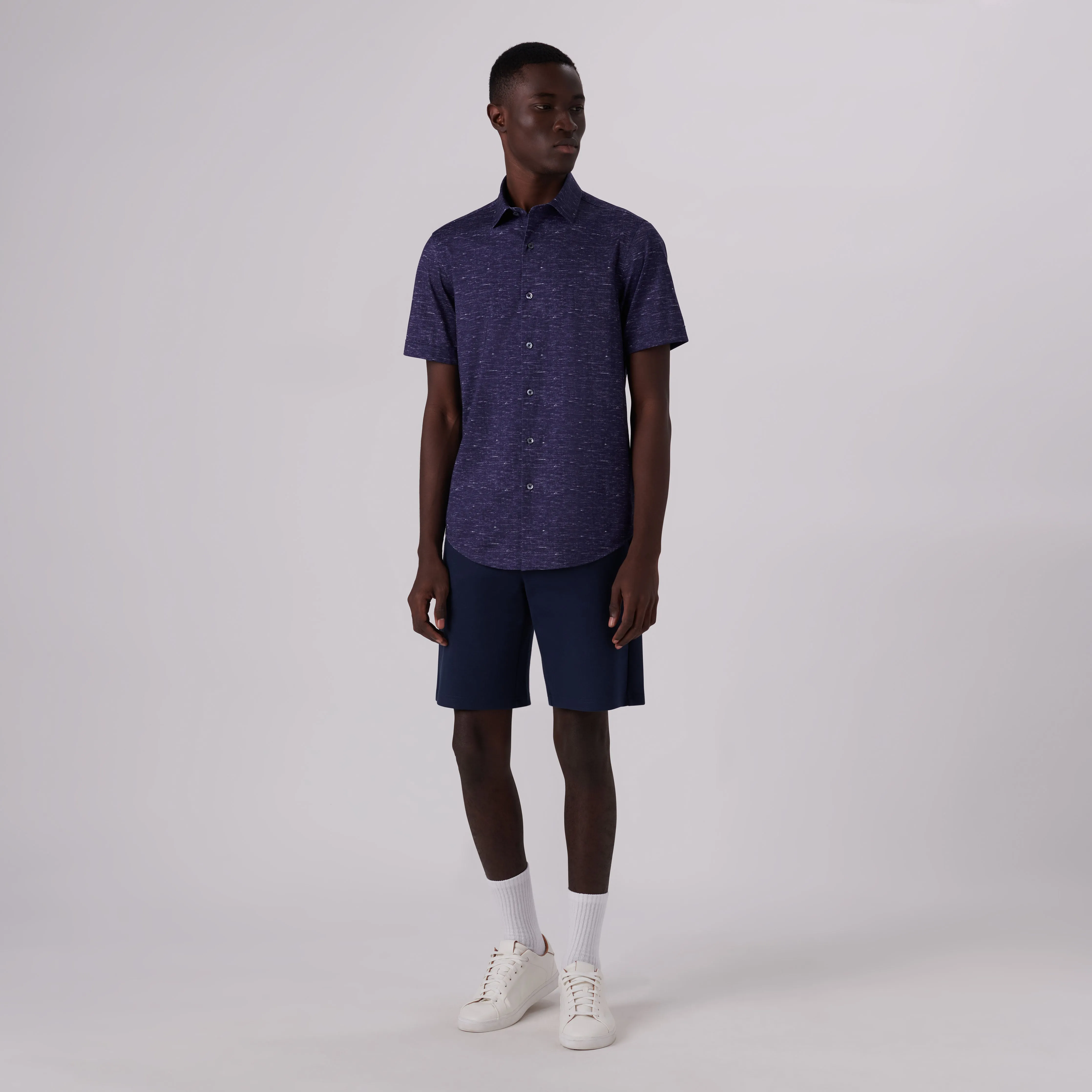 Miles Heather Print OoohCotton Short Sleeve Shirt sold by Bugatchi product image thumbnail 5