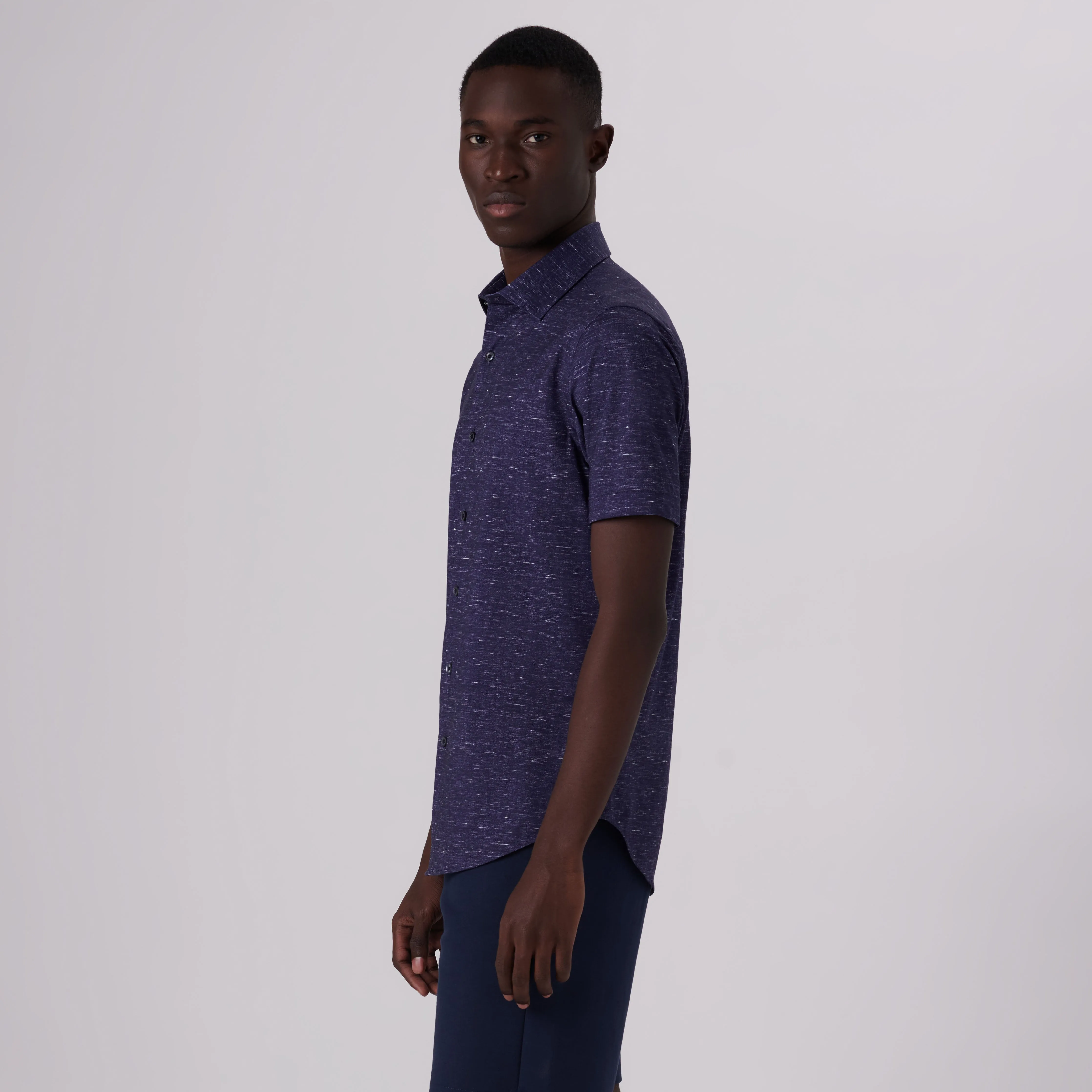 Miles Heather Print OoohCotton Short Sleeve Shirt sold by Bugatchi product image thumbnail 3
