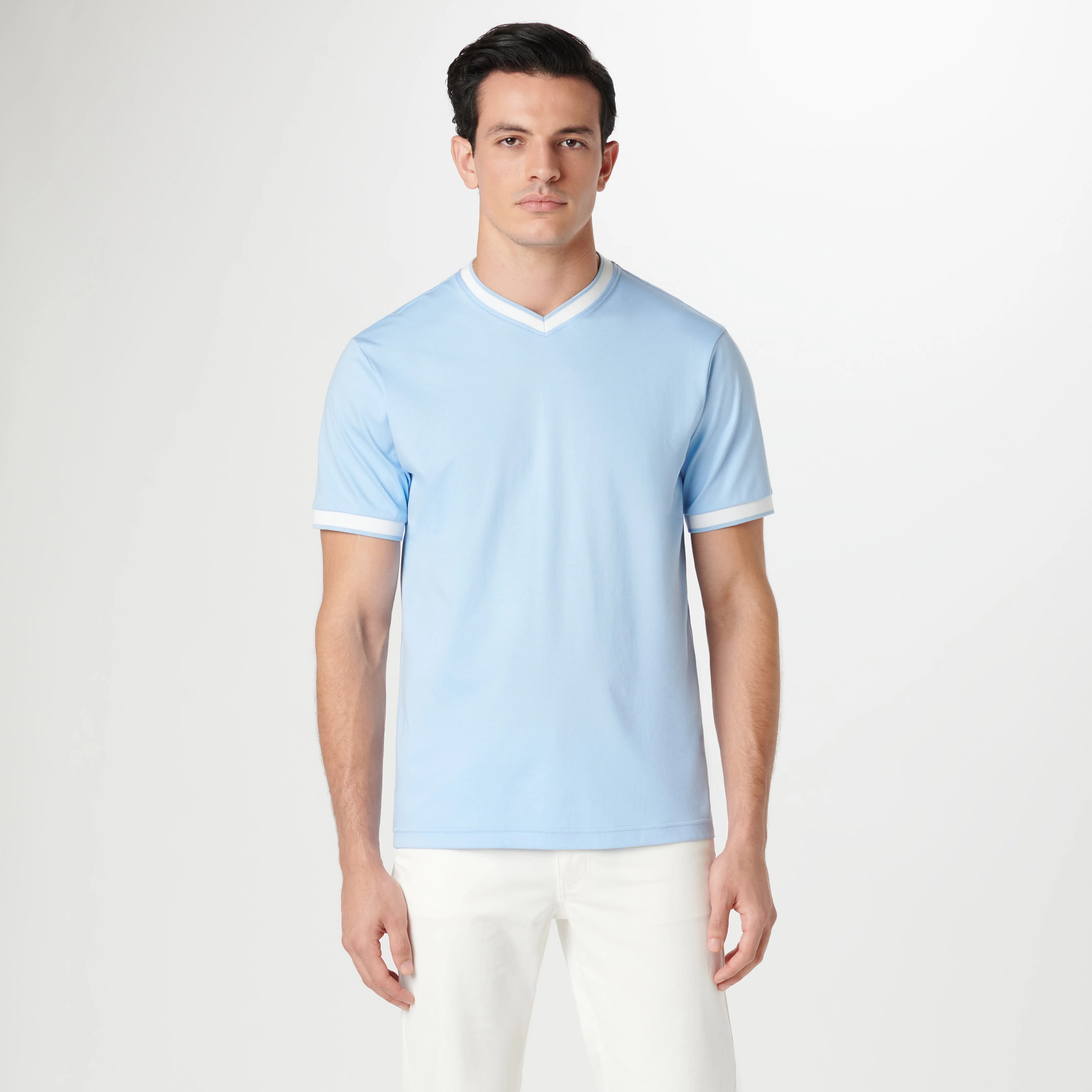 High V-Neck Pima T-Shirt sold by Bugatchi product image thumbnail 2