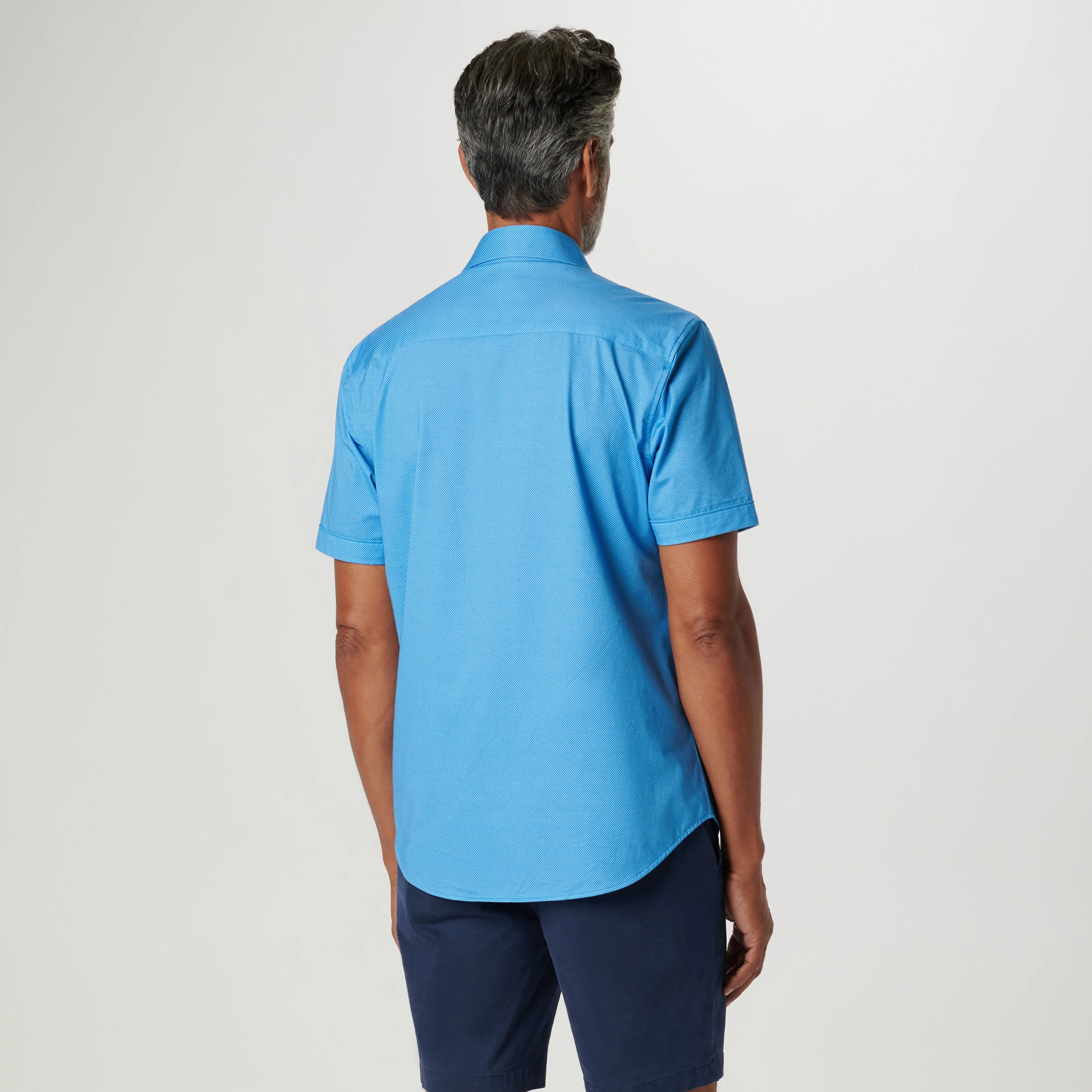 Miles Diagonal Pin Stripe OoohCotton Short Sleeve Shirt sold by Bugatchi product image thumbnail 4