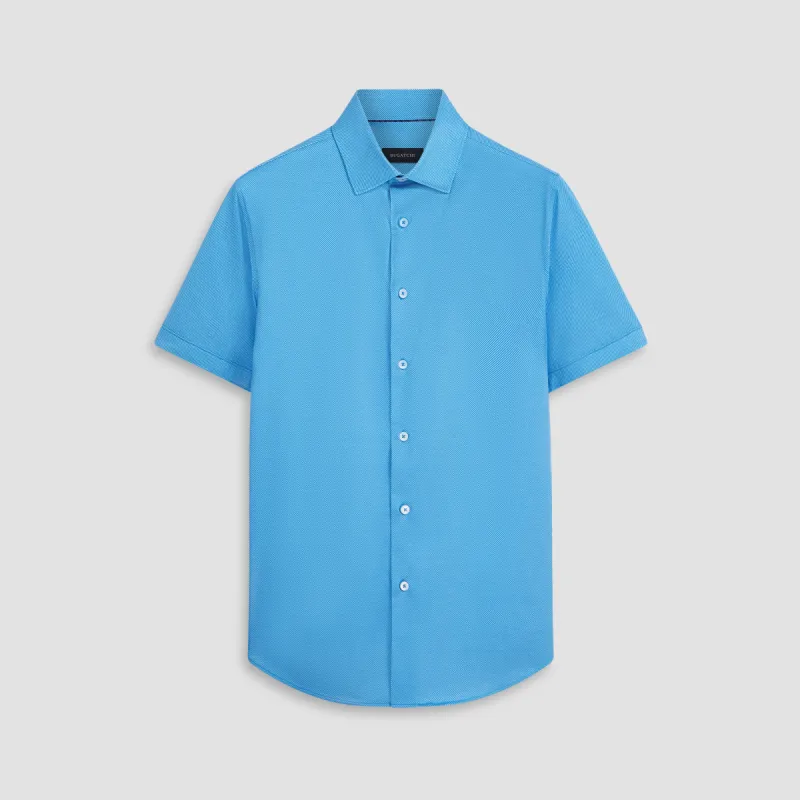 Miles Diagonal Pin Stripe OoohCotton Short Sleeve Shirt sold by Bugatchi