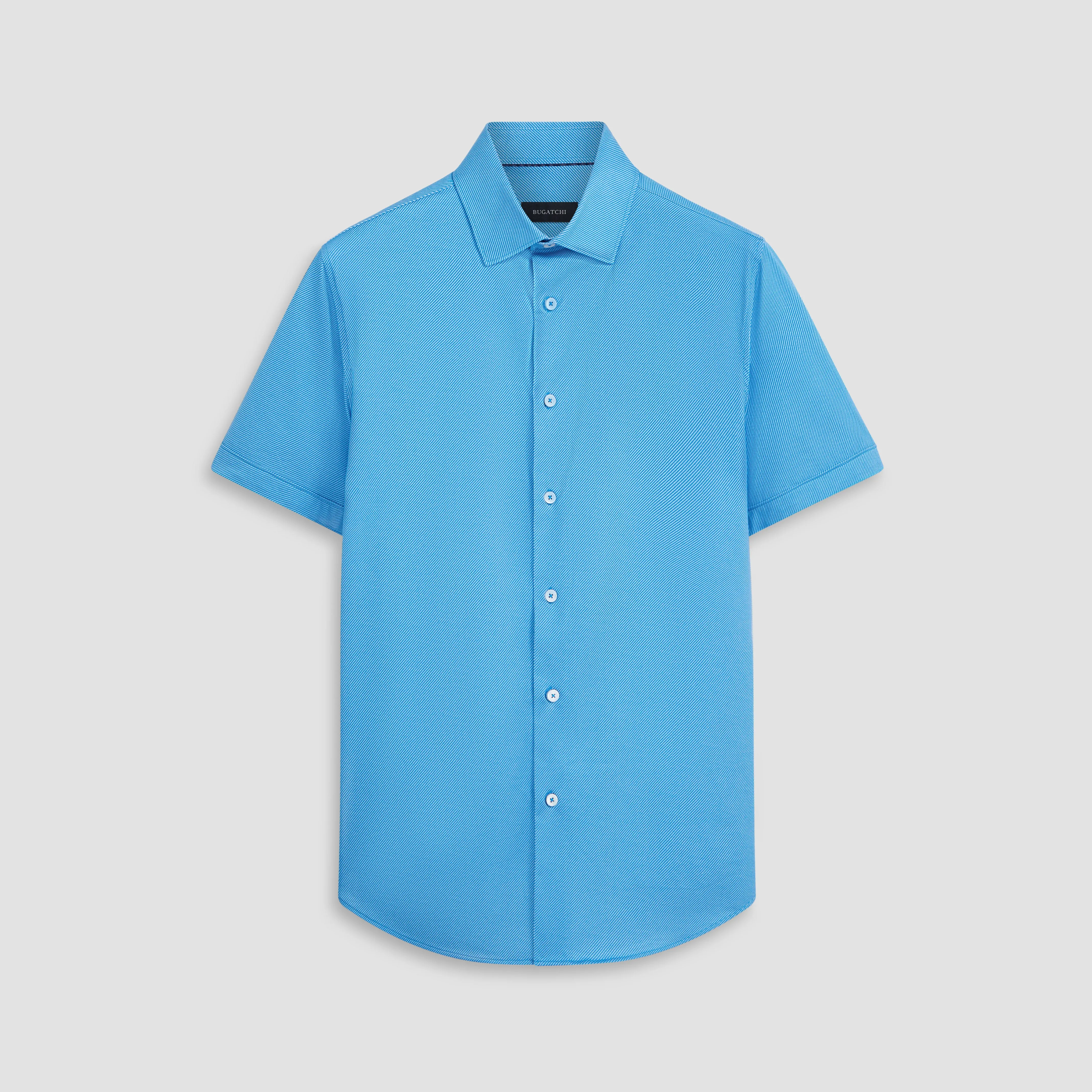 Miles Diagonal Pin Stripe OoohCotton Short Sleeve Shirt sold by Bugatchi