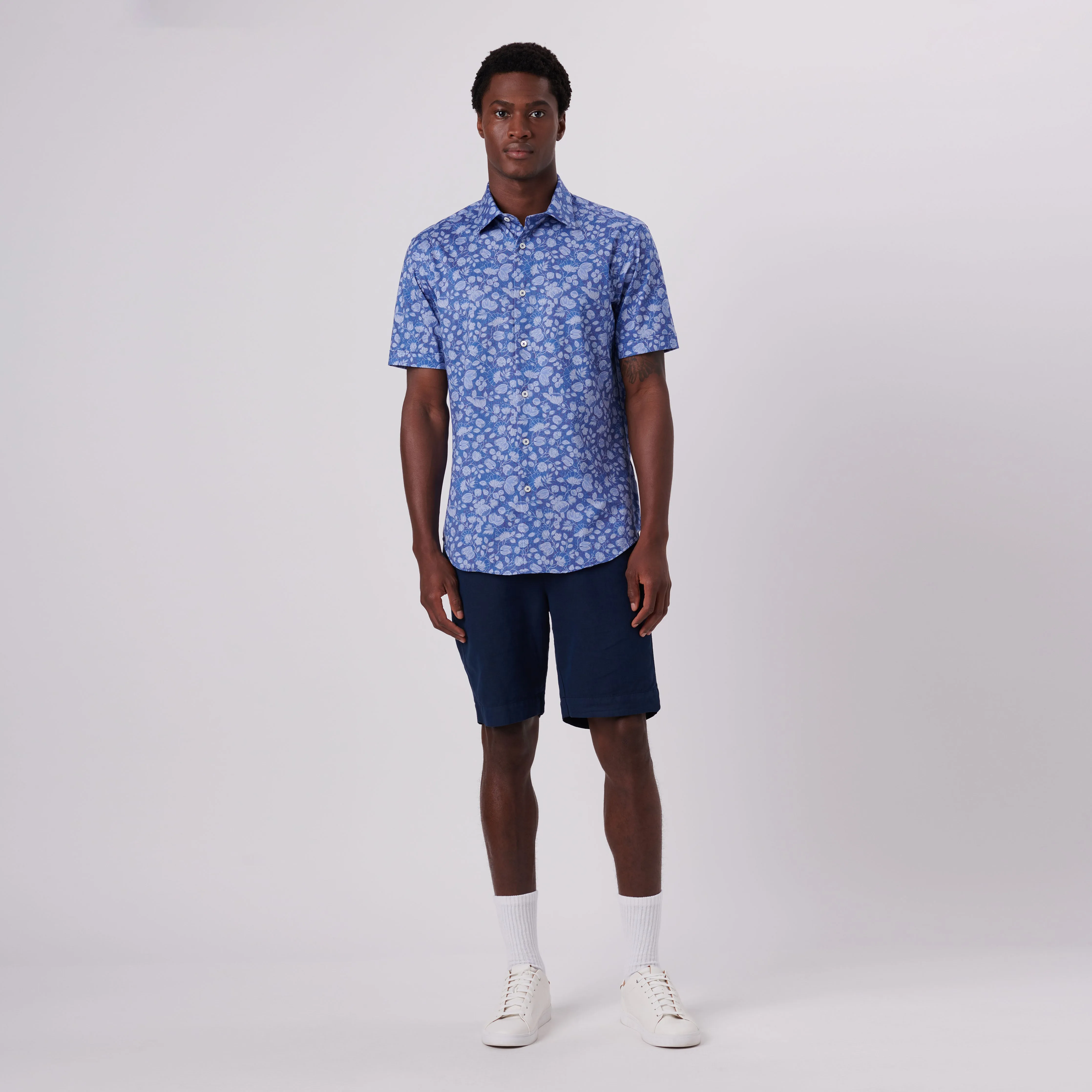 Miles Floral Print OoohCotton Short Sleeve Shirt sold by Bugatchi product image thumbnail 5