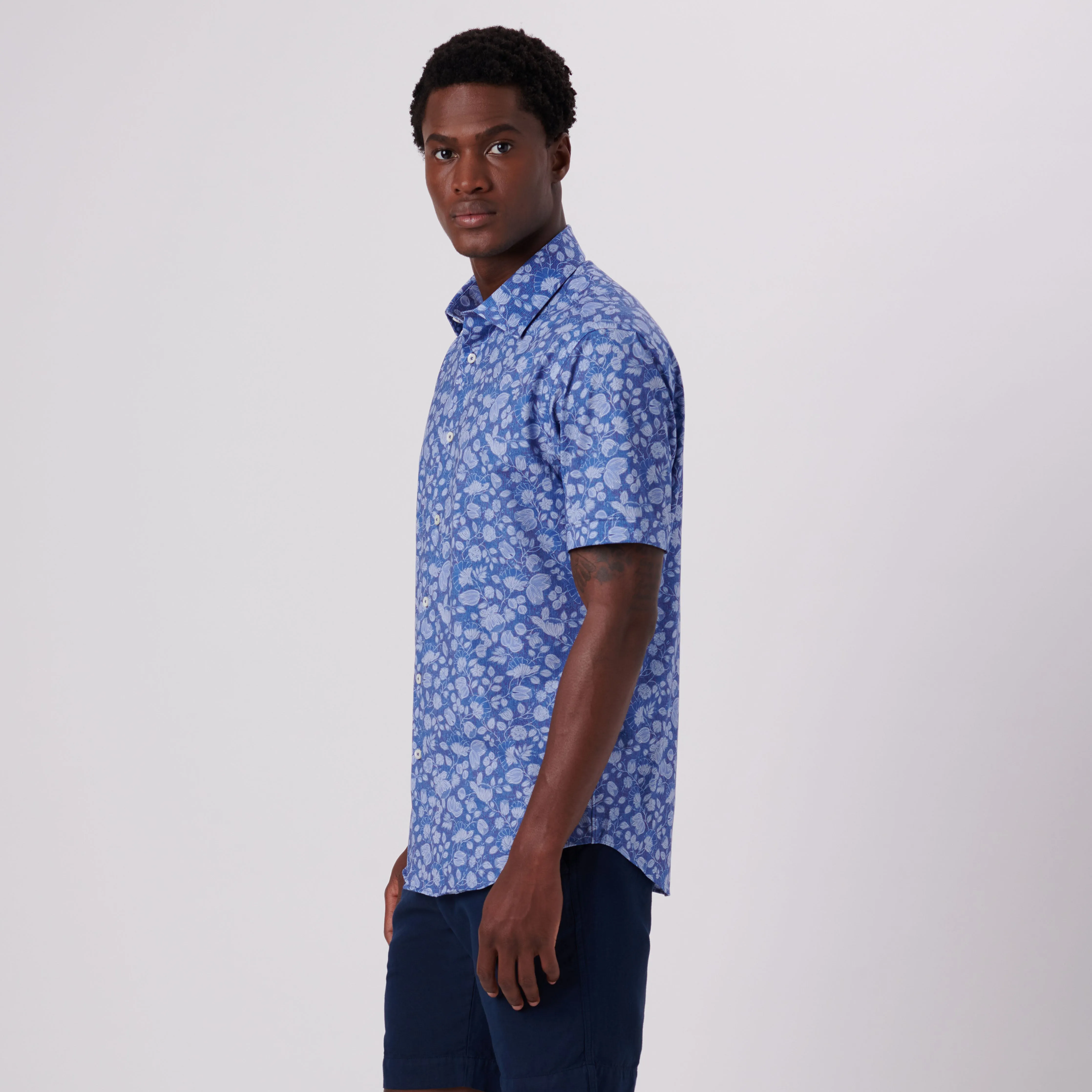 Miles Floral Print OoohCotton Short Sleeve Shirt sold by Bugatchi product image thumbnail 3