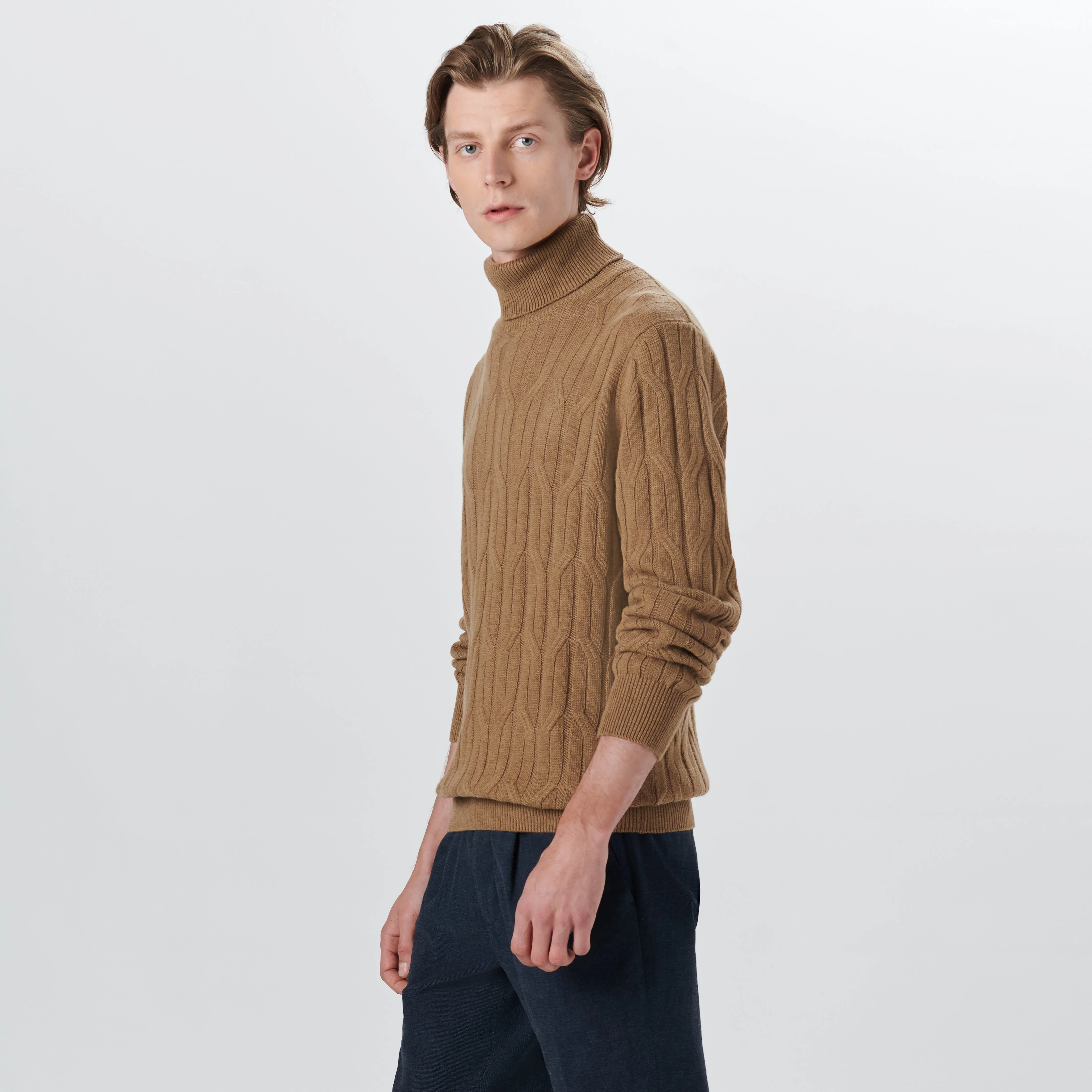 Turtle Neck Cable Jacquard Sweater sold by Bugatchi product image thumbnail 3